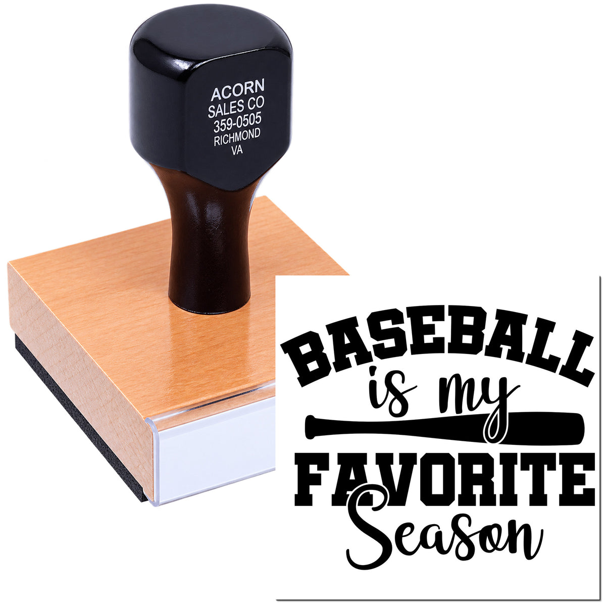 Custom baseball rubber stamp with Baseball is my favorite season design for fan crafts, cards, and sports projects