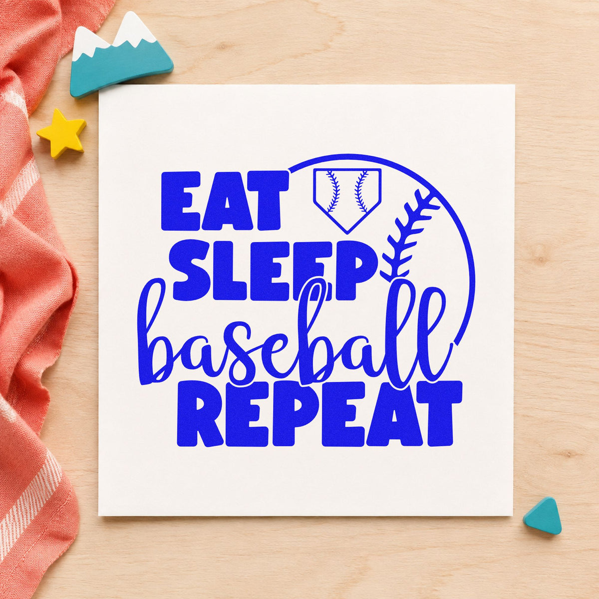 Eat Sleep Baseball Half Ball Home Plate Badge Slim Pre-Inked Stamp in use 6