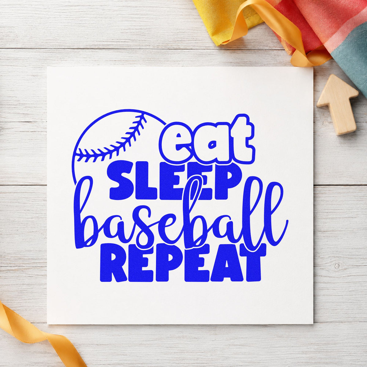 Slim Pre-Inked Eat Sleep Baseball Round Stamp in use 6