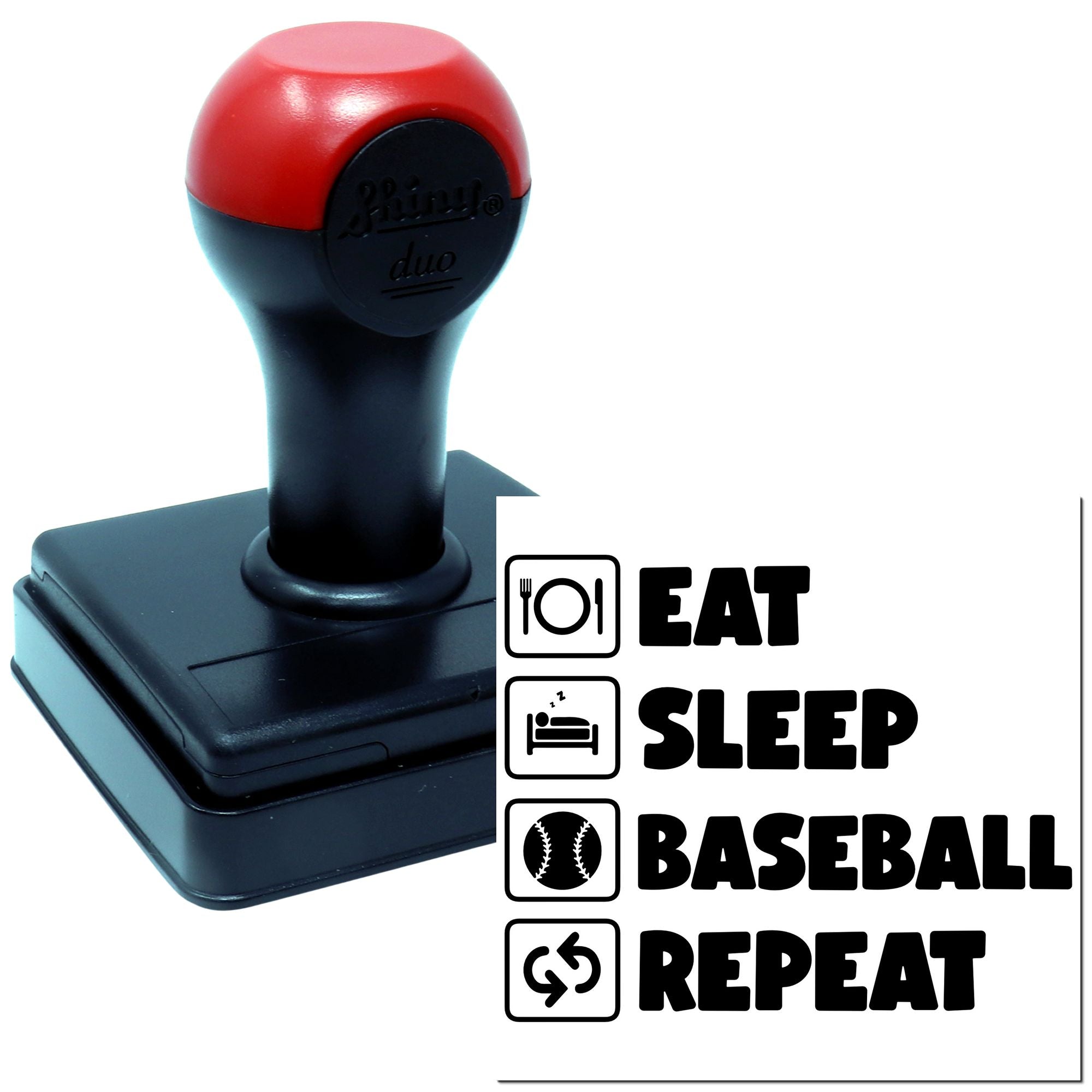Duo Hand Eat Sleep Baseball Repeat Craft Rubber Stamp