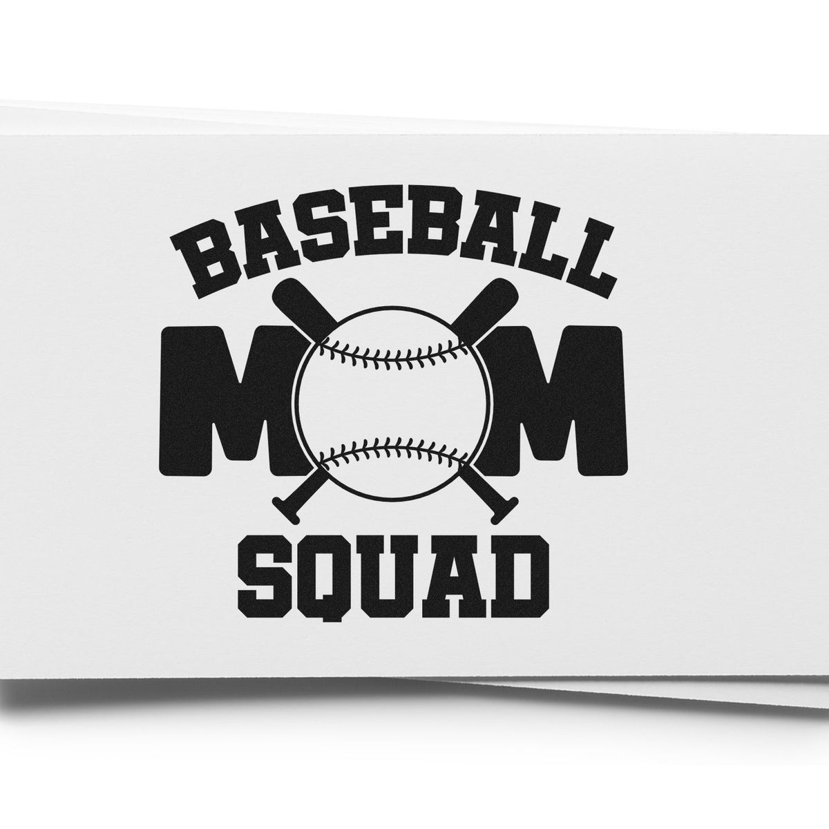 Baseball Mom Squad rubber stamp design with baseball and bats