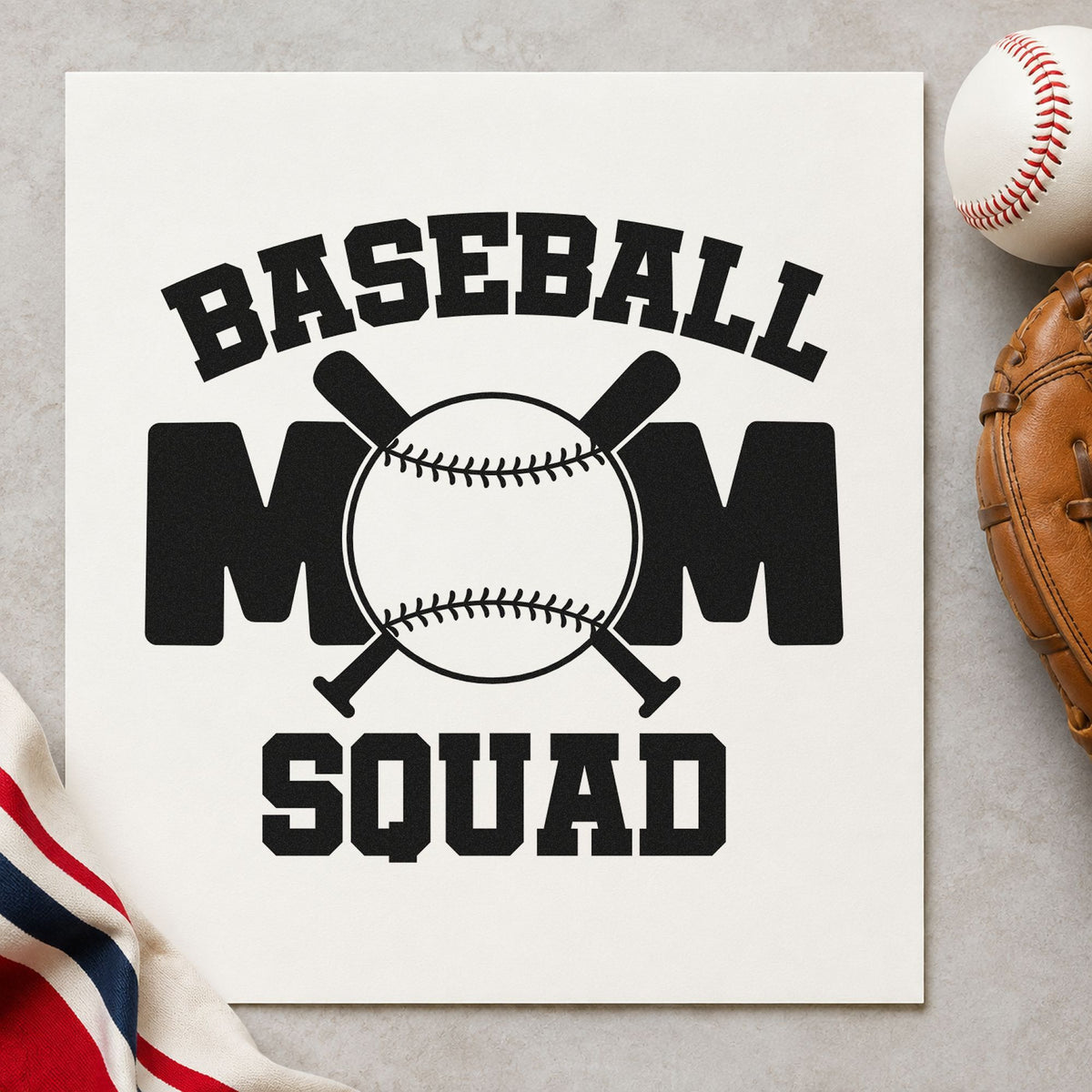 Baseball Mom Squad Bats Lettering PSI Pre-Inked Stamp in use 3