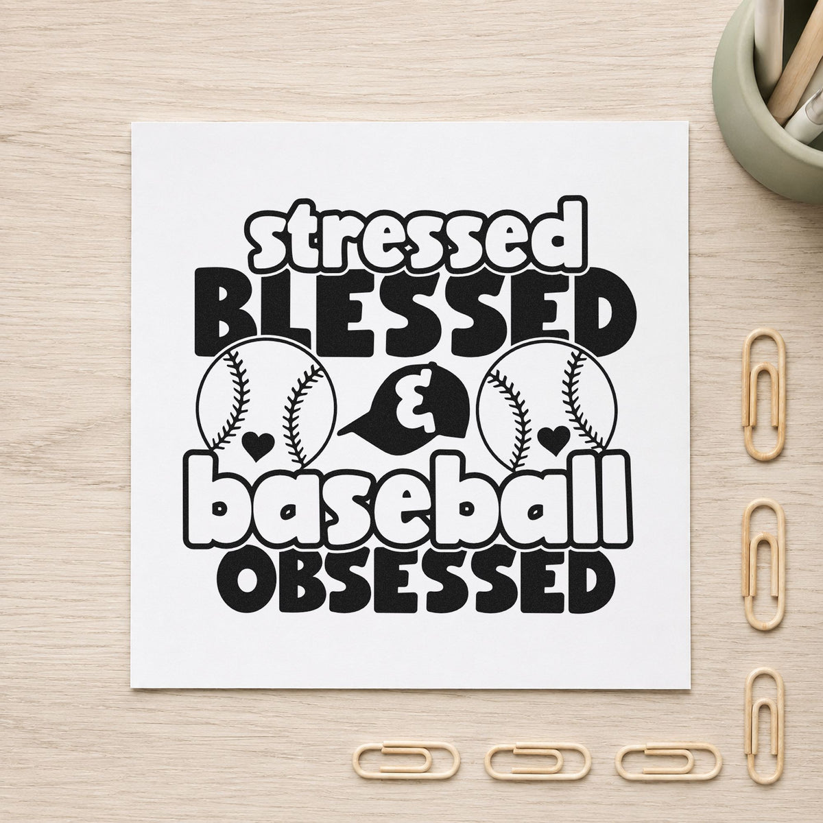 Stressed Blessed & Baseball Obsessed Slim Pre-Inked Stamp in use 10