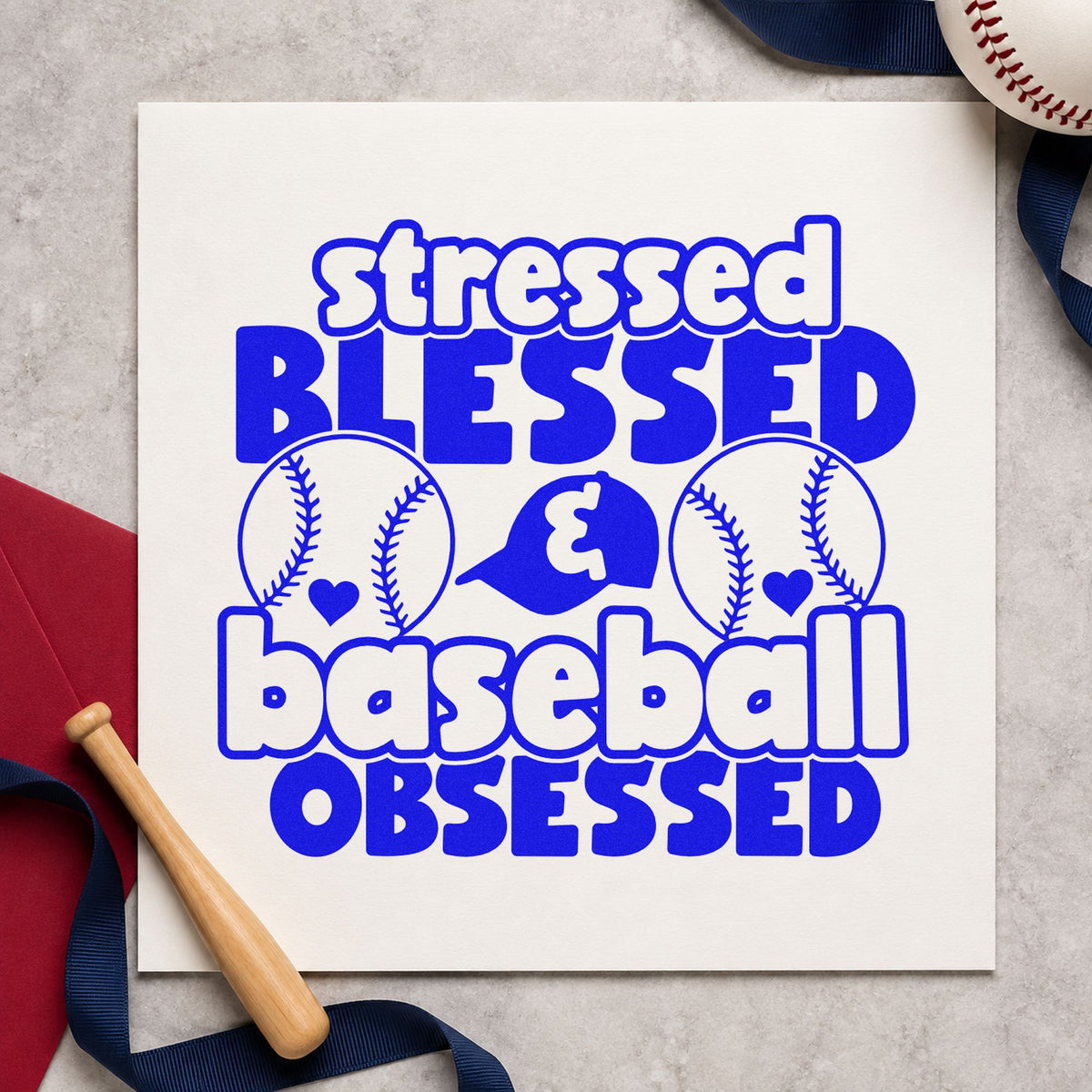 Stressed Blessed & Baseball Obsessed Slim Pre-Inked Stamp in use 5