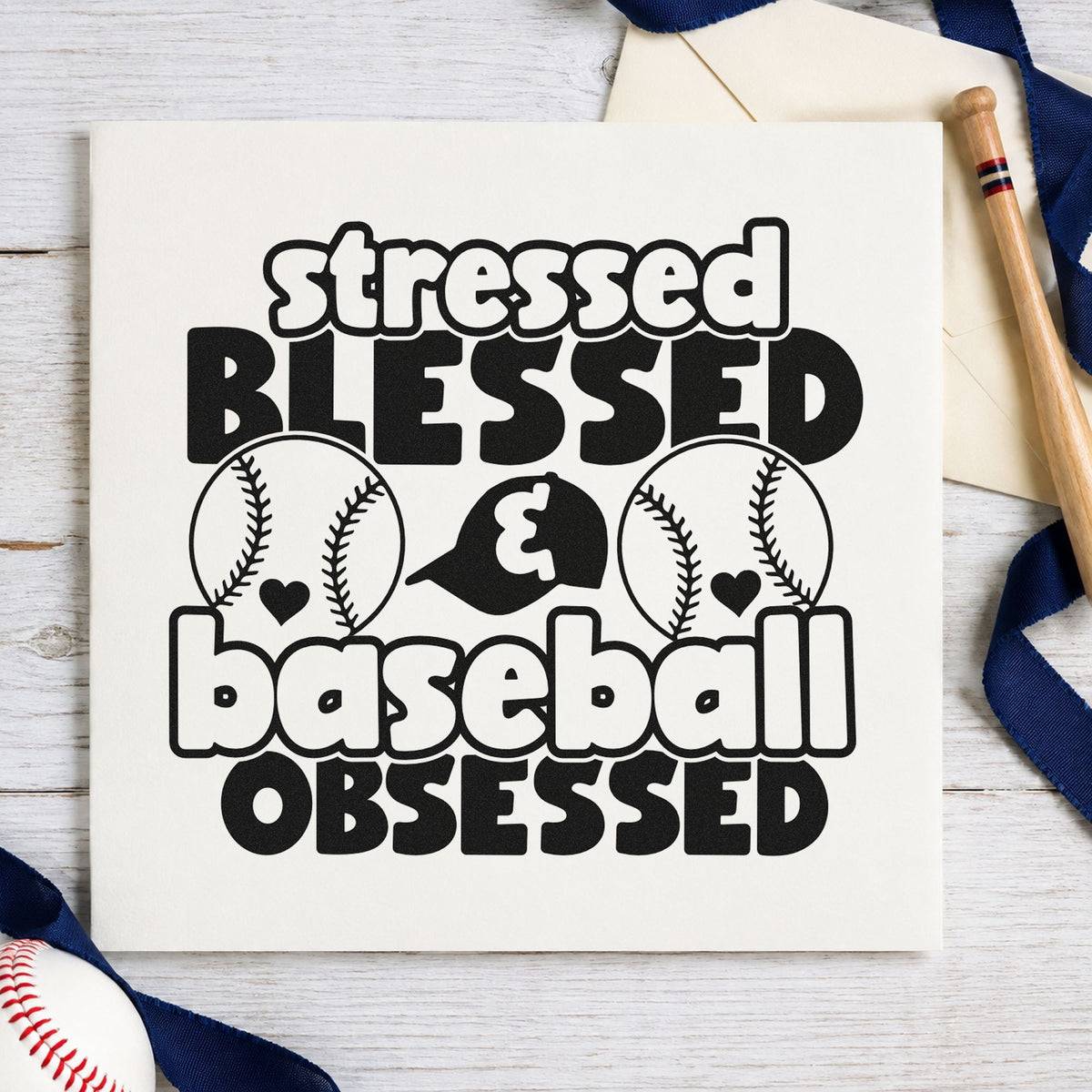 Stressed Blessed & Baseball Obsessed Slim Pre-Inked Stamp in use 9