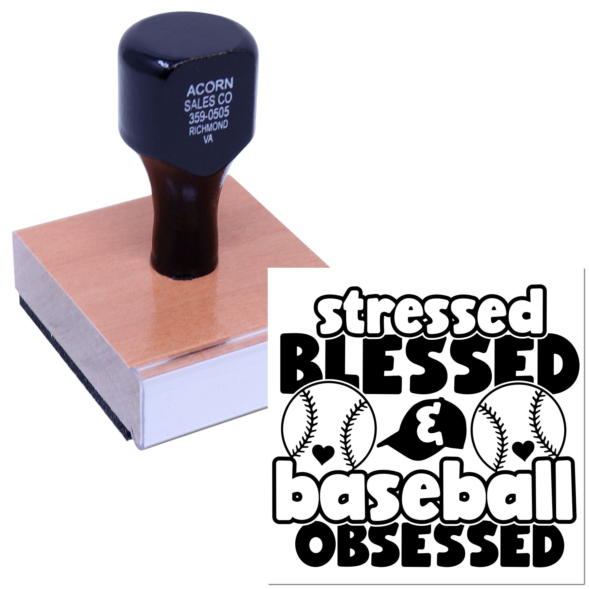 Wood Handle Blessed Baseball Obsession Card Making Stamp