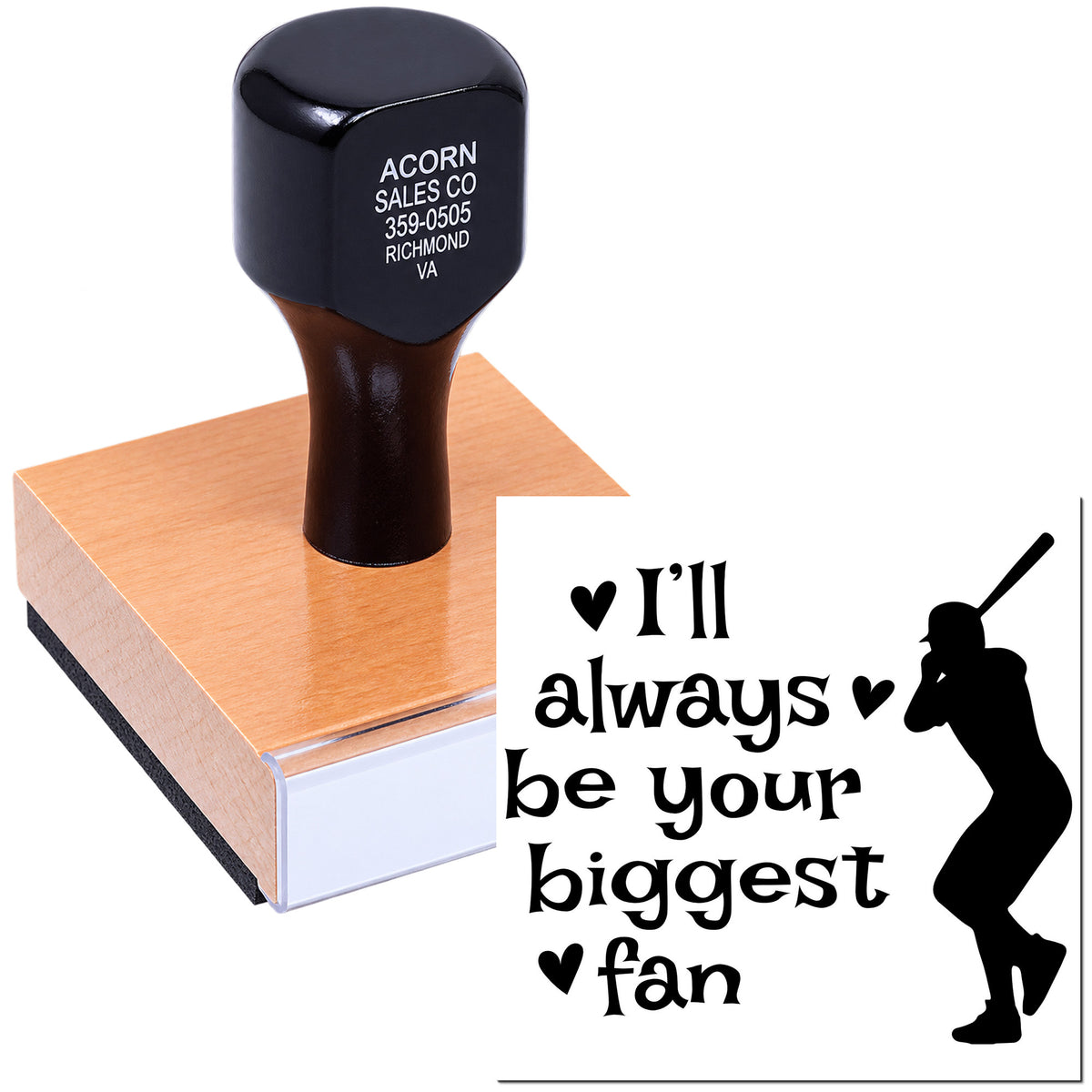 Personalized rubber stamp with "I'll always be your biggest fan" quote and dancer silhouette design.