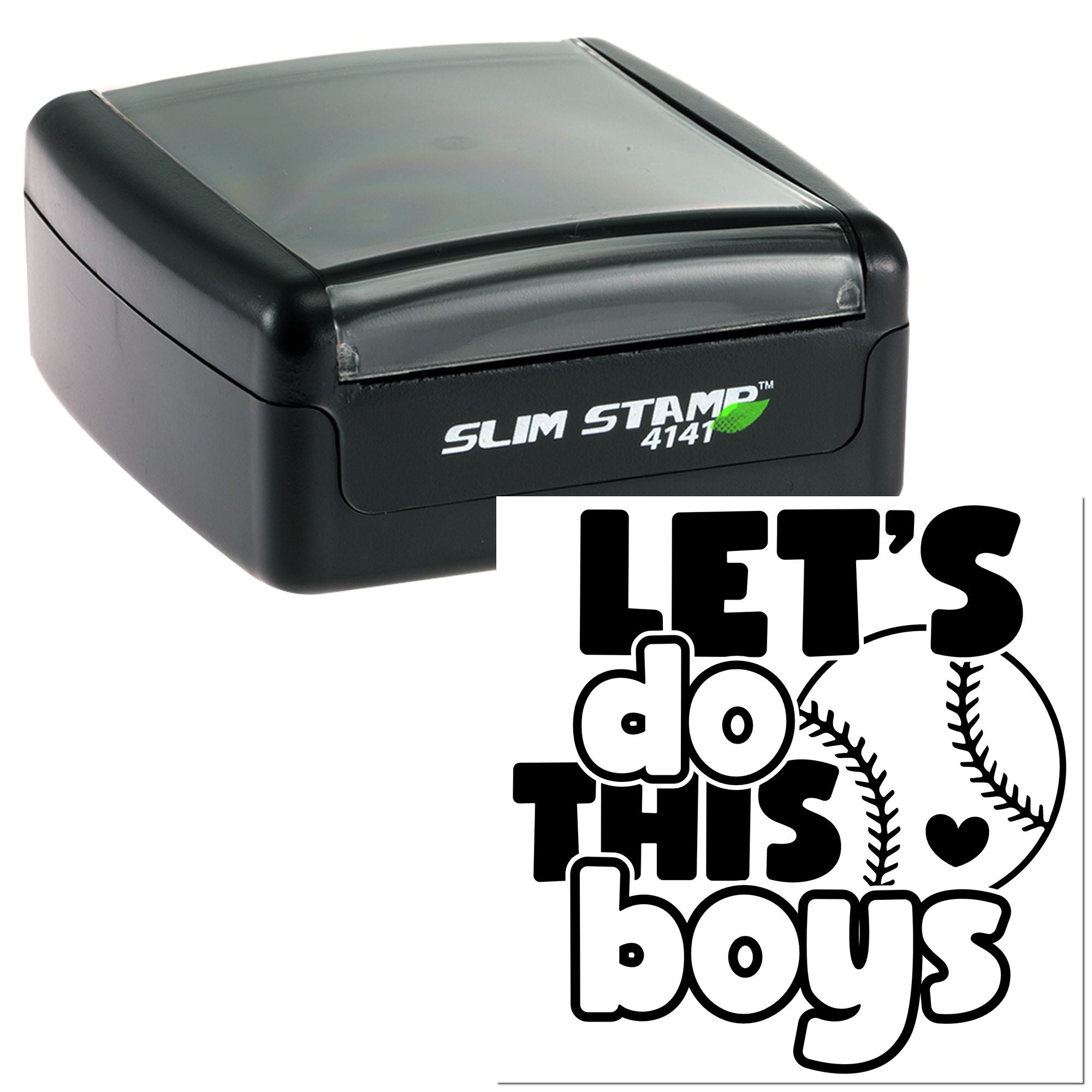 Slim Pre-Inked Diamond-Hearted Boys Paper Goods Stamp