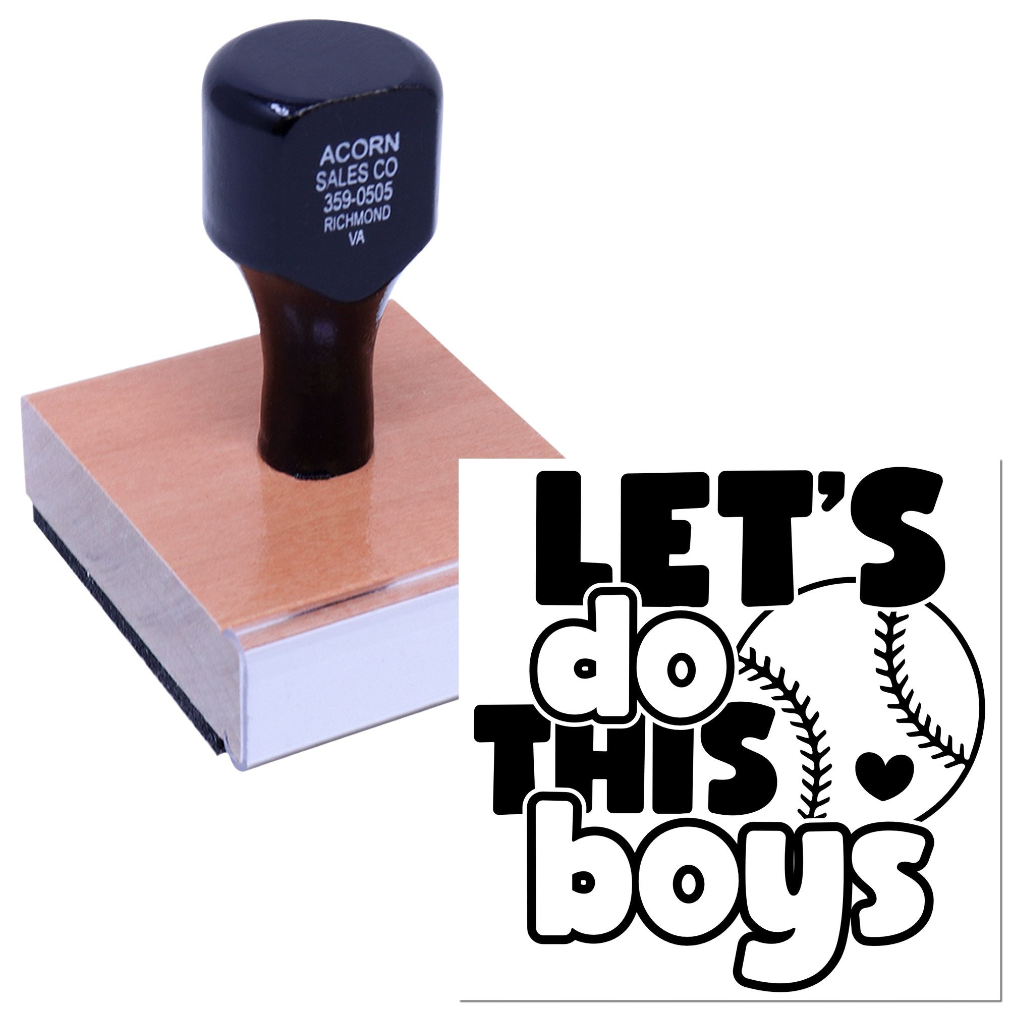 Wood Handle Baseball Boys Assemble Journaling Stamp