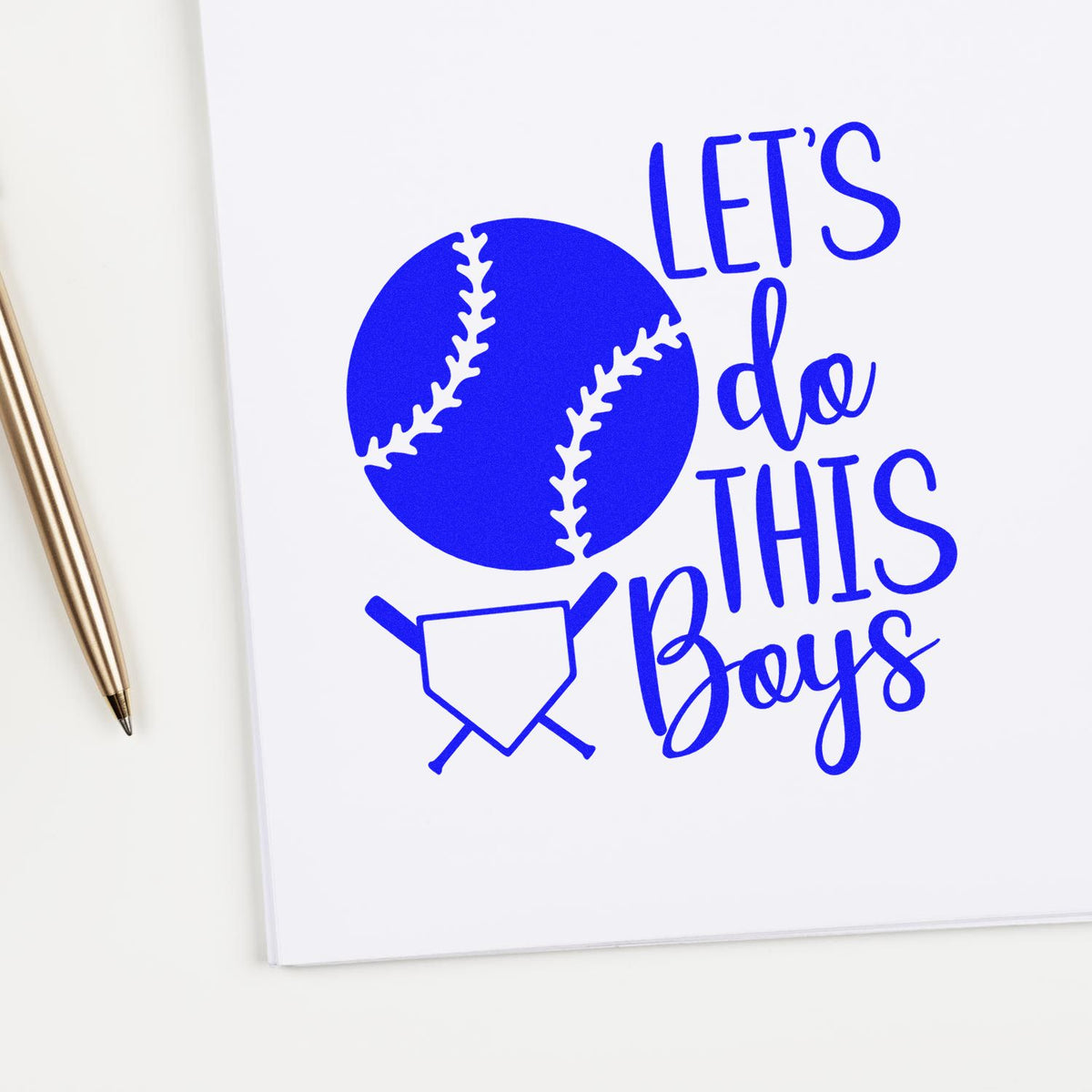 Baseball rubber stamp design with Lets Do This Boys for youth team spirit, sports crafts, and custom stamping.