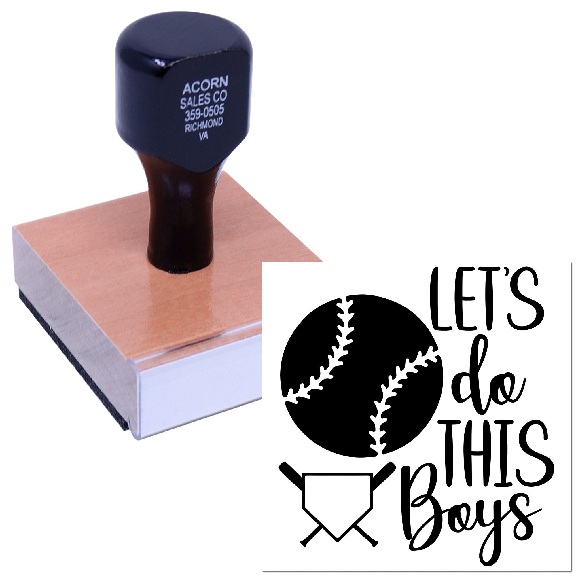 Wood Handle Let’S Play Ball Paper Goods Stamp