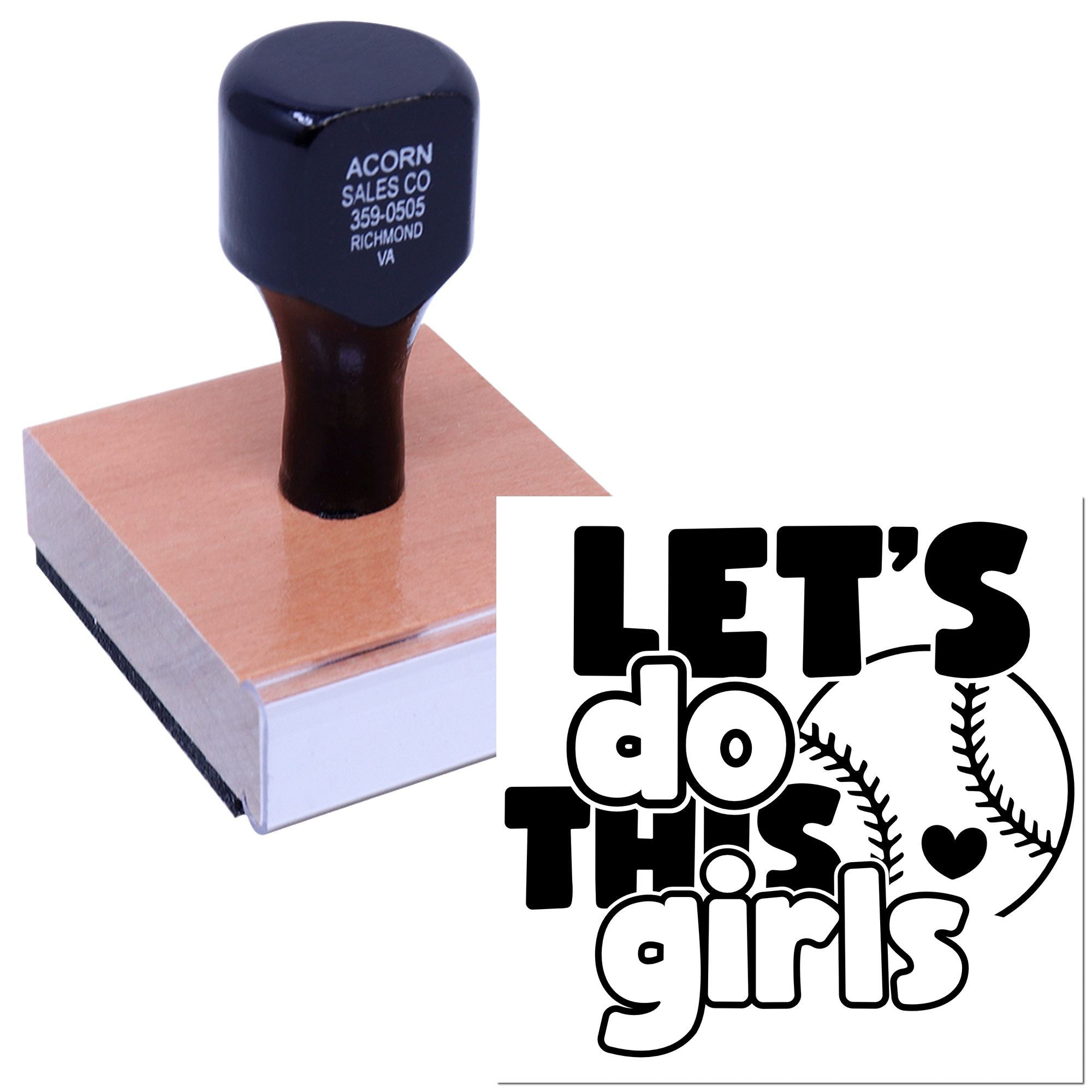 Wood Handle Diamond Girl Power Greeting Card Stamp