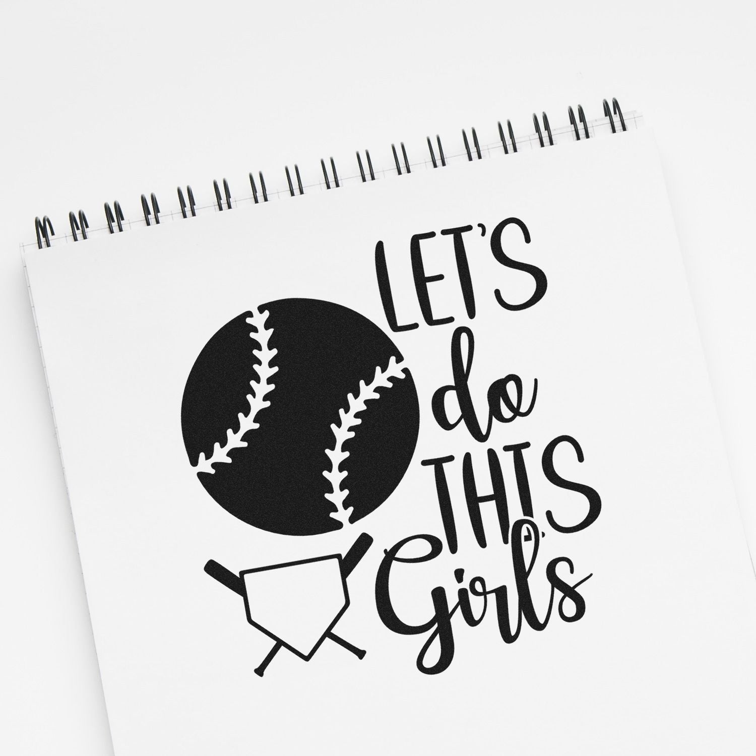 Duo Hand Girls' Baseball Power Greeting Card Rubber Stamp