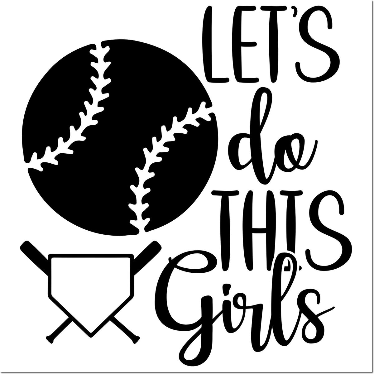 Lets do this girls softball rubber stamp design with softball icon and catchers mask.