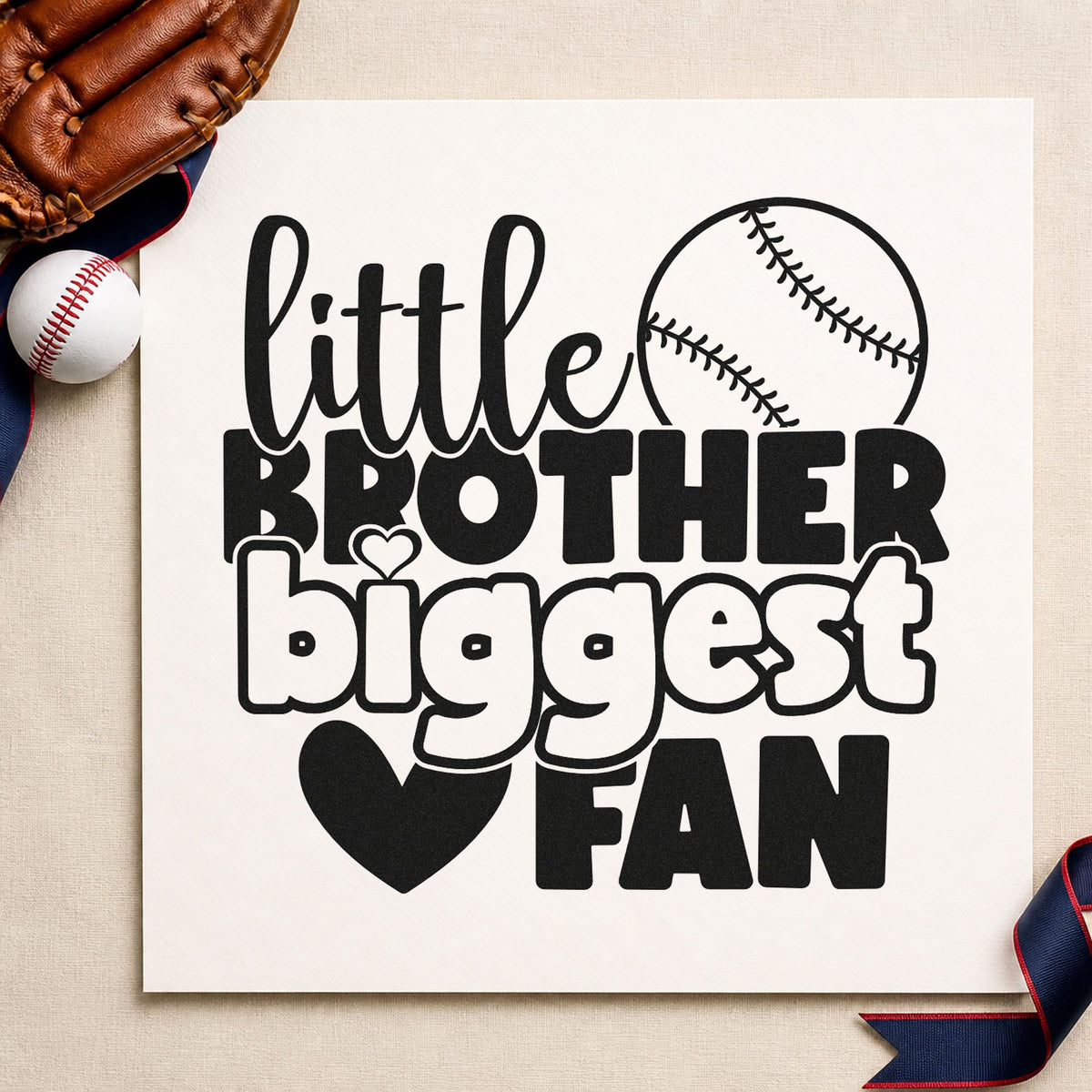 Little Brother Baseball Fan Wood Handle Stamp in use 3