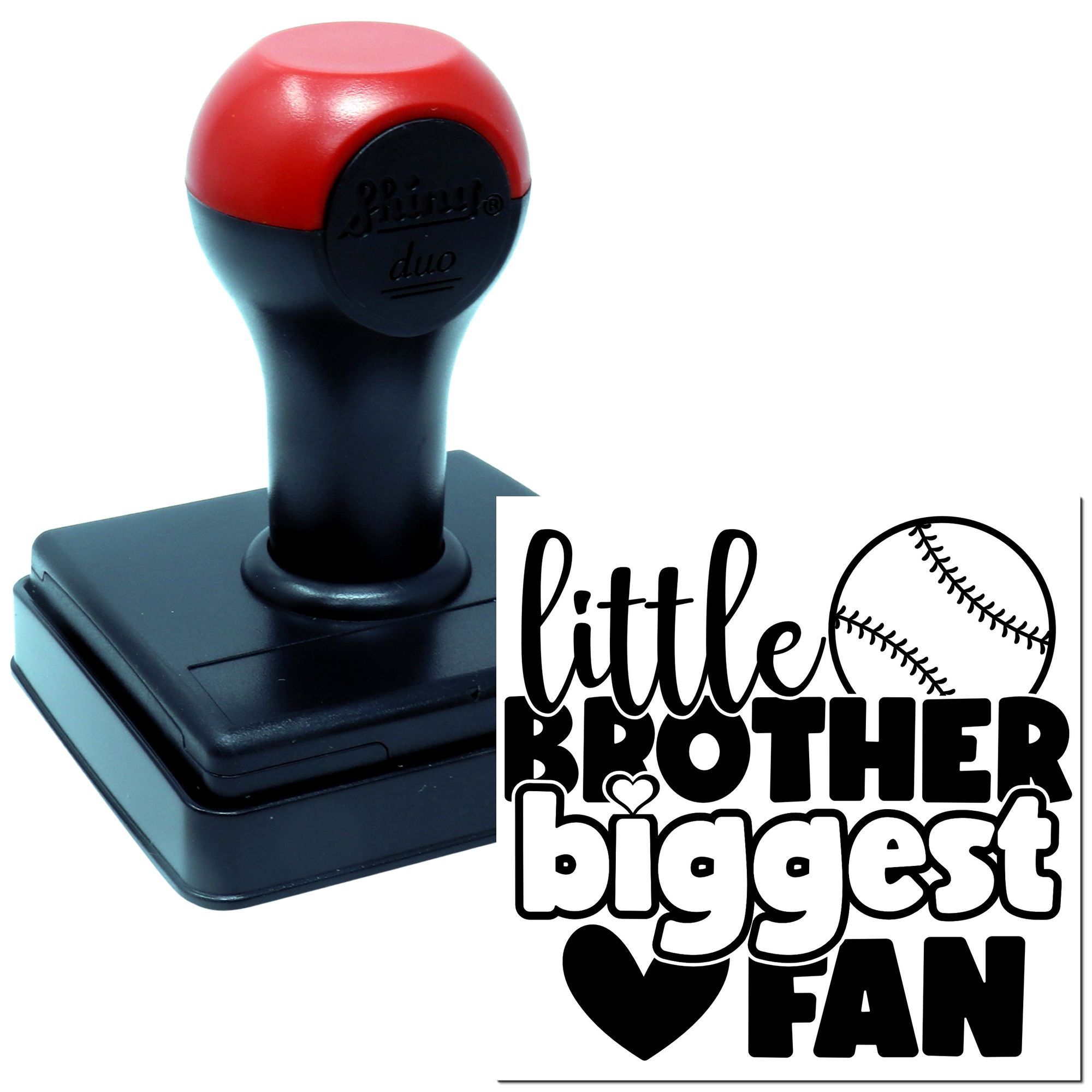 Duo Hand Baseball-Loving Sibling Pride Note Card Rubber Stamp