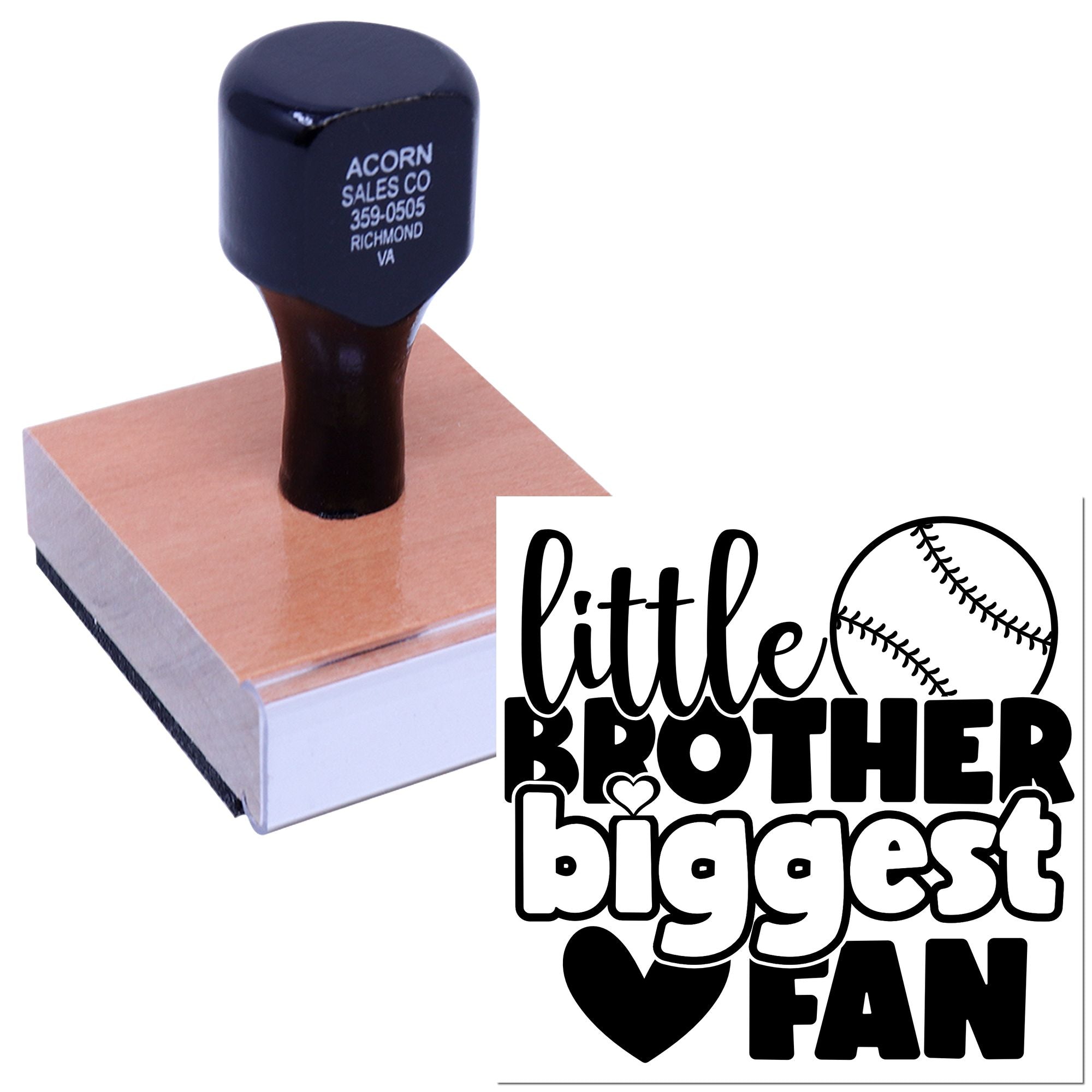 Wood Handle Brother Baseball Fan Mini Card Stamp