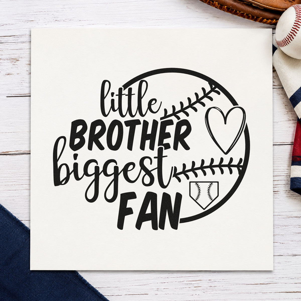 Little Brother Half Ball Fan Baseball Heart Craft Stamp – Self-Inking in use 3