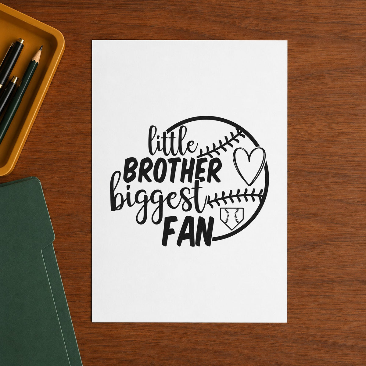 Little Brother Half Ball Fan Baseball Heart Craft Stamp – Self-Inking in use 4