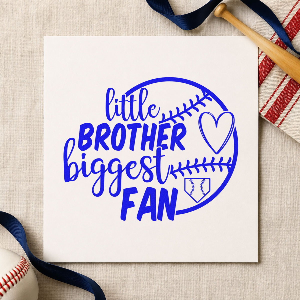 Little Brother Half Ball Fan Baseball Heart Craft Stamp – Self-Inking in use 5