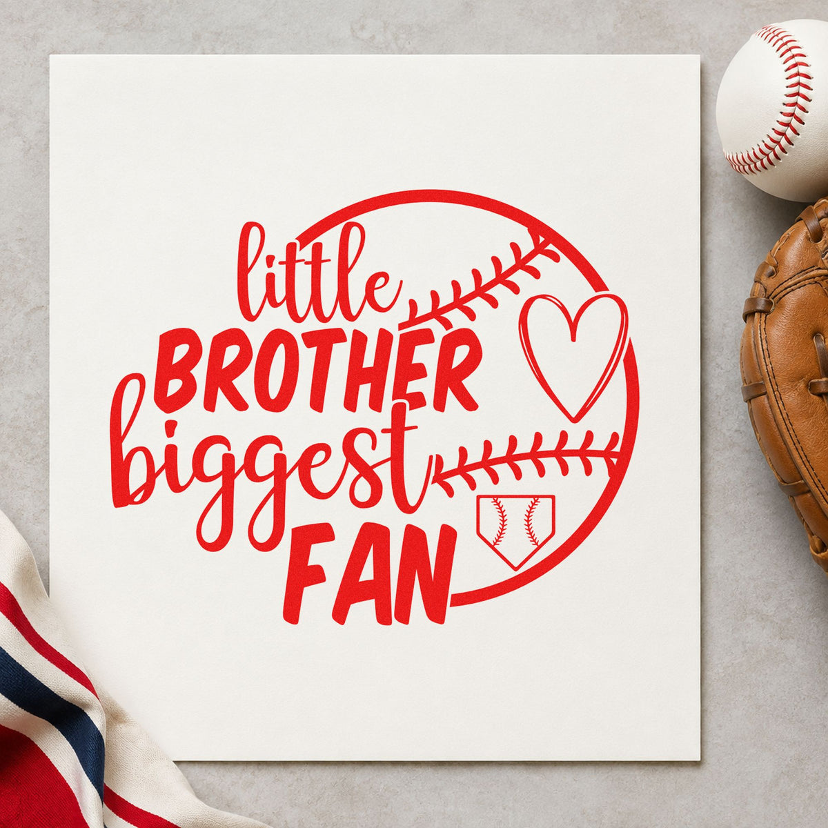 Little Brother Half Ball Fan Baseball Heart Craft Stamp – Self-Inking in use 7