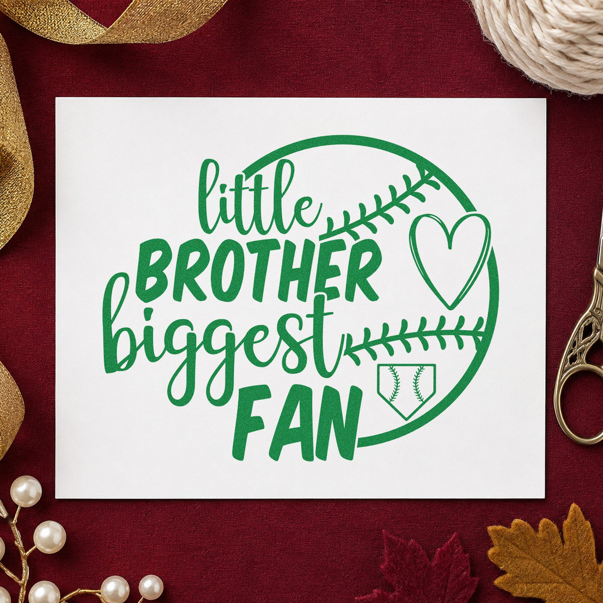 Little Brother Half Ball Fan Baseball Heart Craft Stamp – Self-Inking in use 8