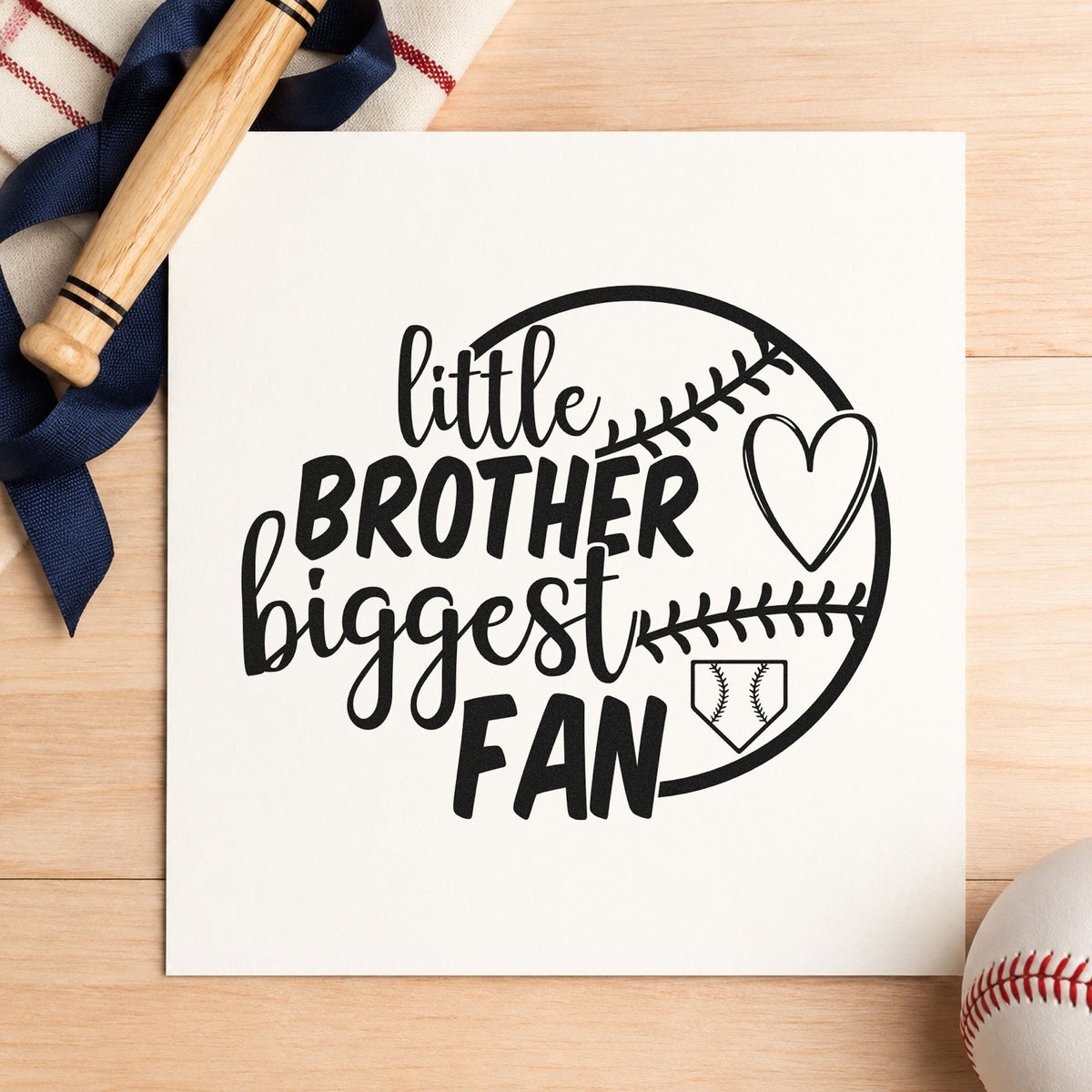 Little Brother Half Ball Fan Baseball Heart Craft Stamp – Self-Inking in use 9