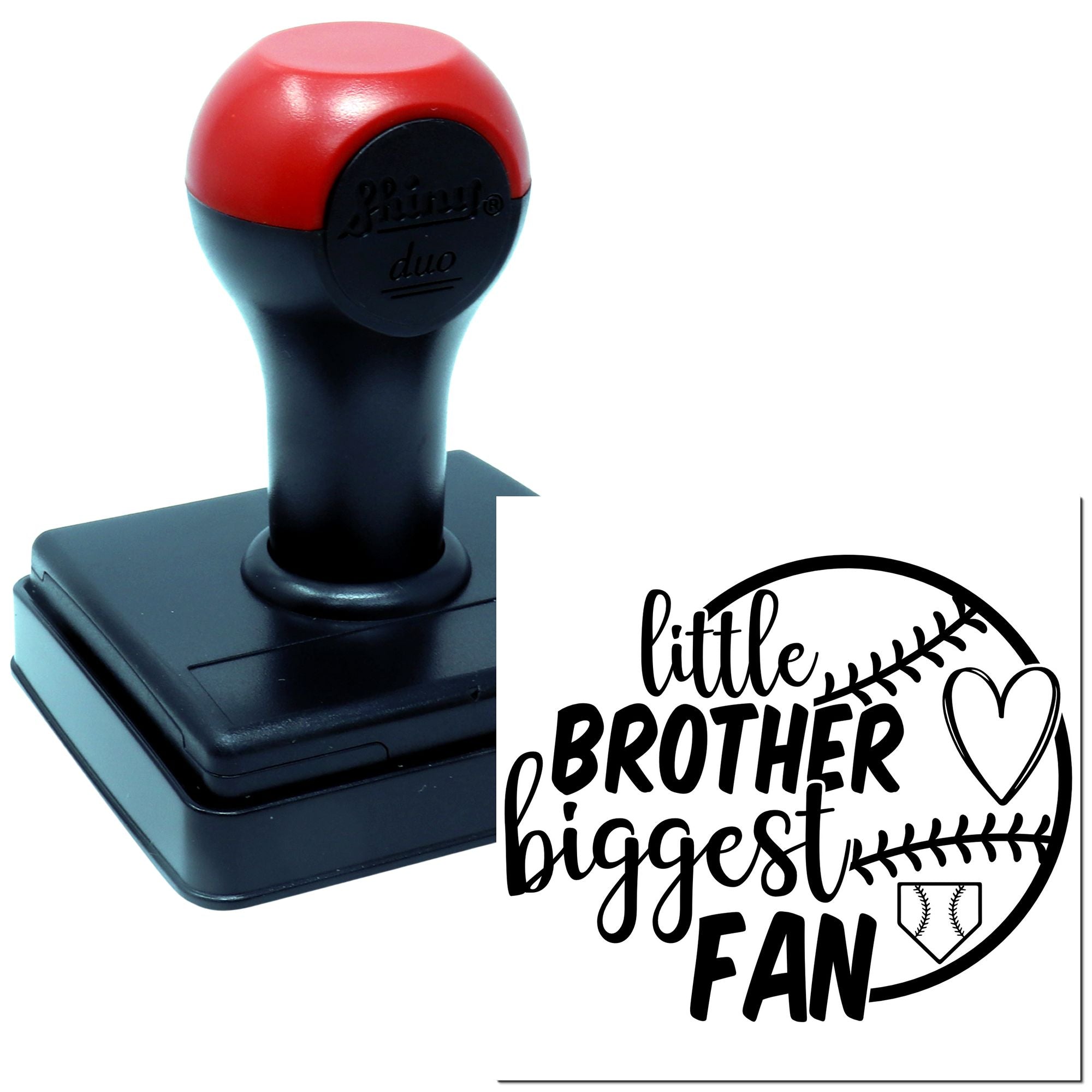 Duo Hand Baseball-Loving Sibling Tribute Mini Card Rubber Stamp
