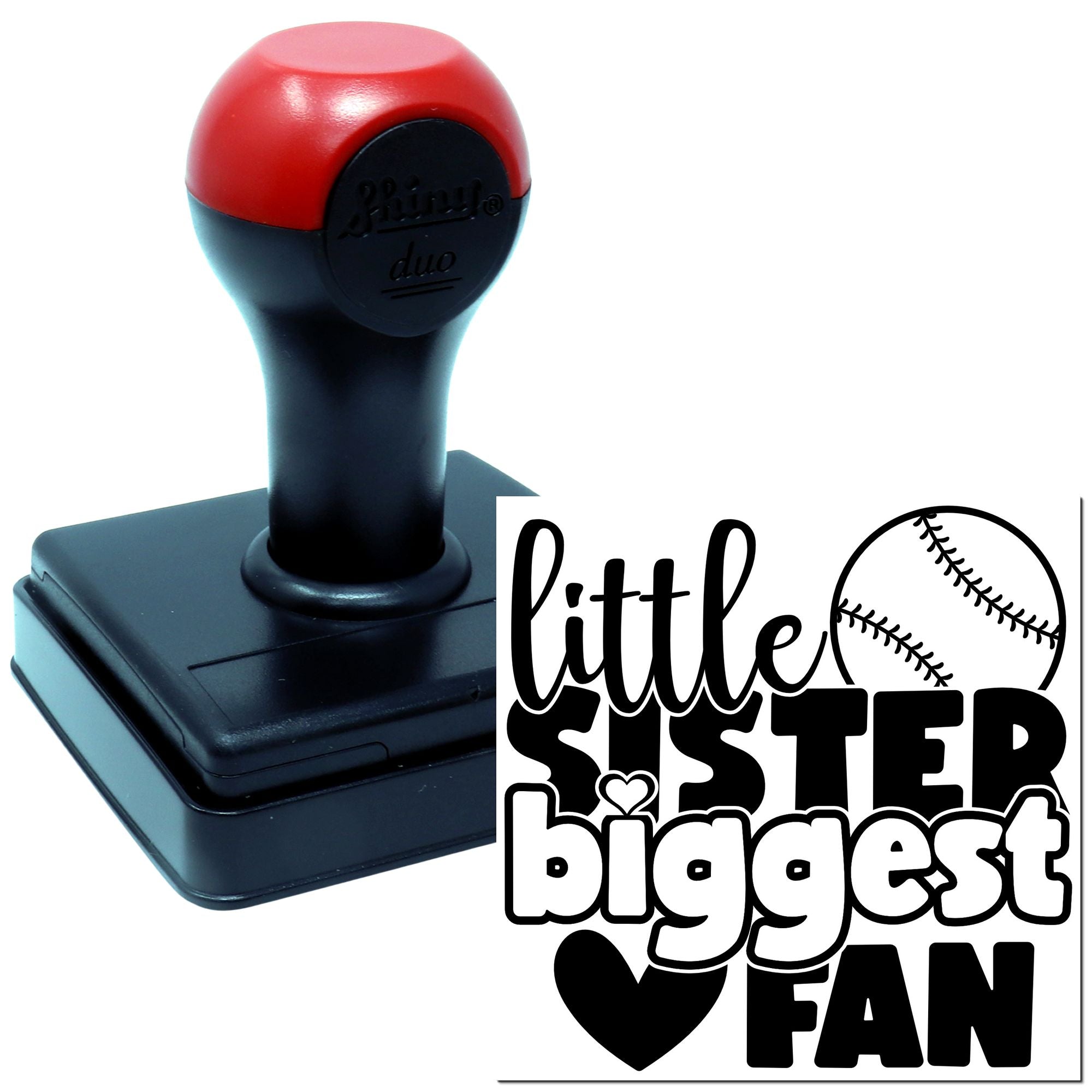 Duo Hand Baseball-Loving Little Sister Postcard Rubber Stamp