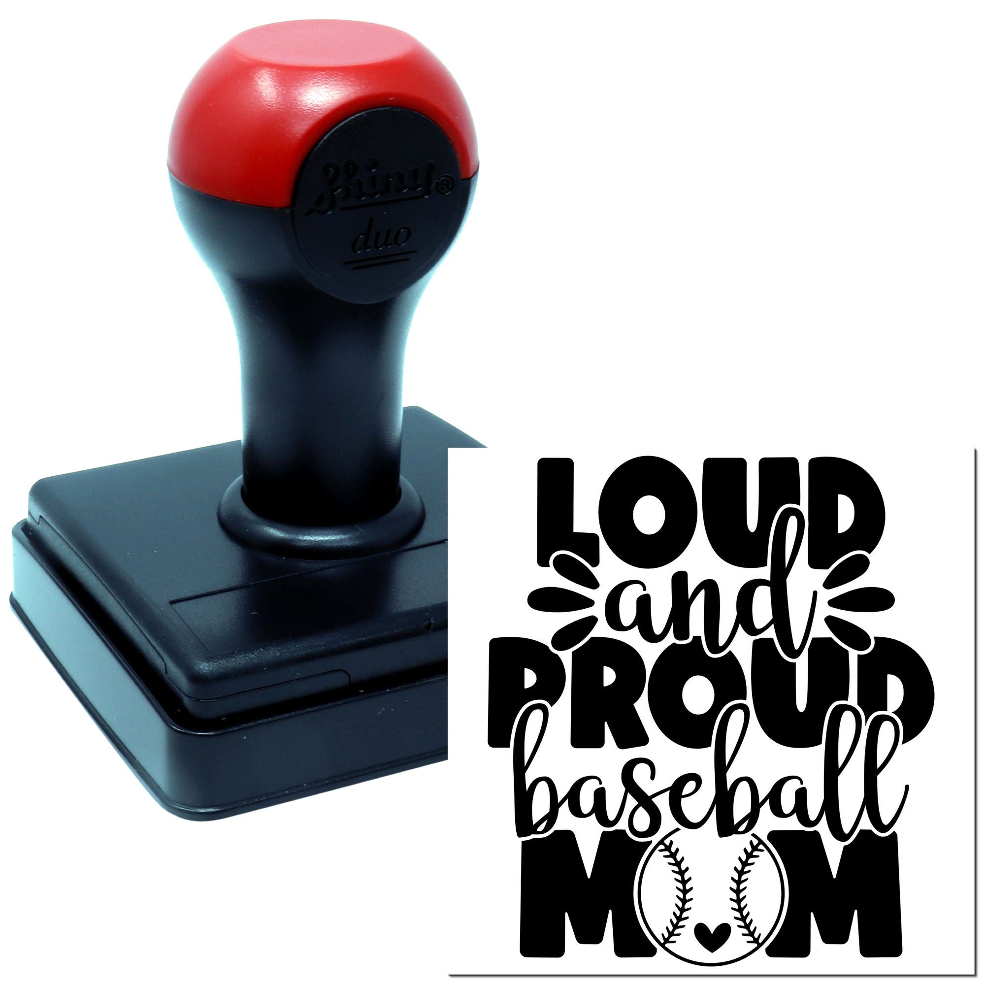 Duo Hand Baseball-Loving Mom's Pride Tag Rubber Stamp