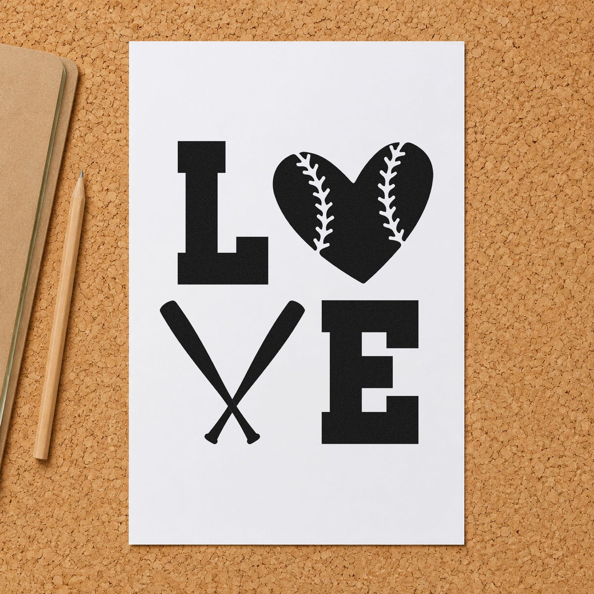 Love With Baseball Heart And Crossed Bats Self-Inking Craft Stamp in use 4