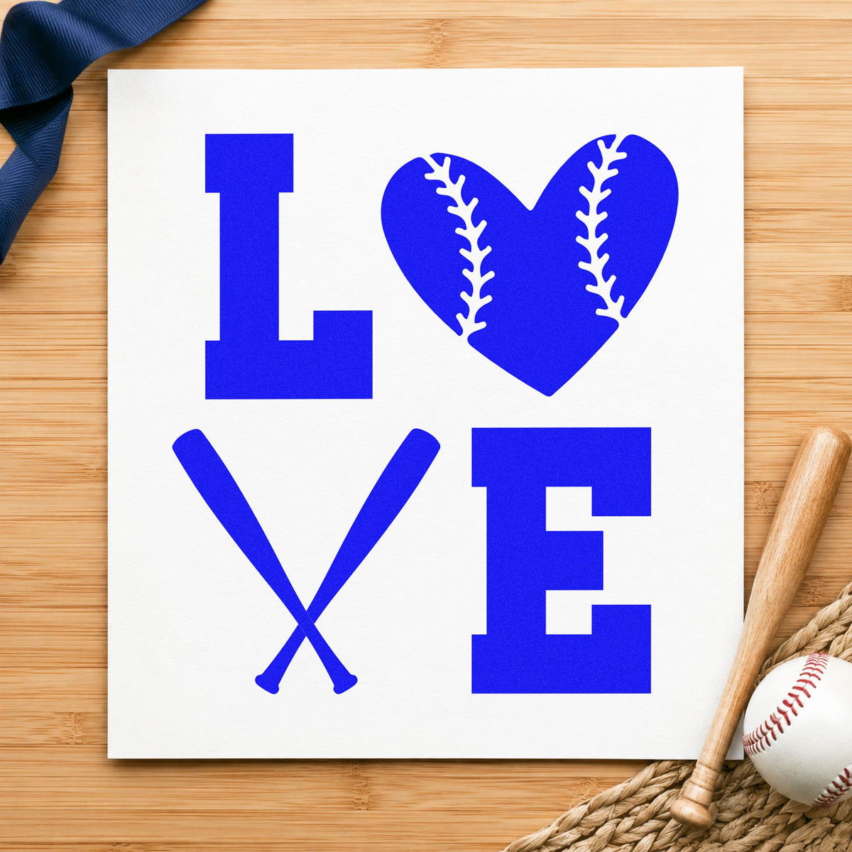 Love With Baseball Heart And Crossed Bats Self-Inking Craft Stamp in use 5