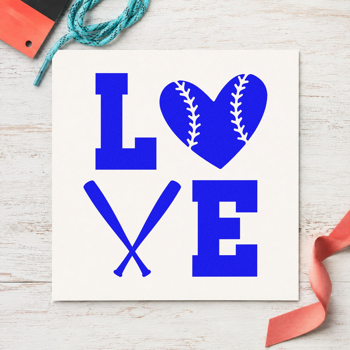 Love With Baseball Heart And Crossed Bats Self-Inking Craft Stamp in use 6