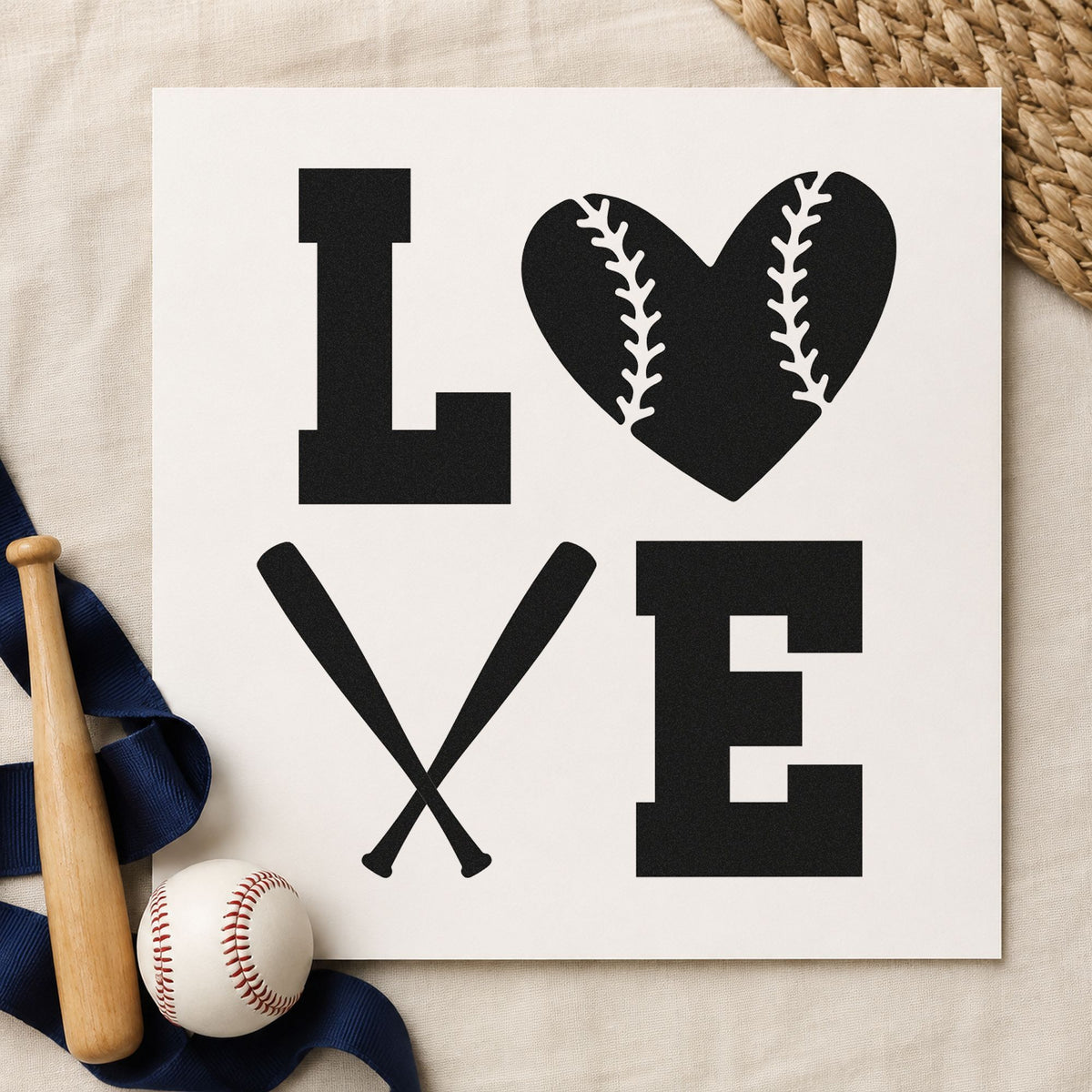 Love With Baseball Heart And Crossed Bats Self-Inking Craft Stamp in use 9