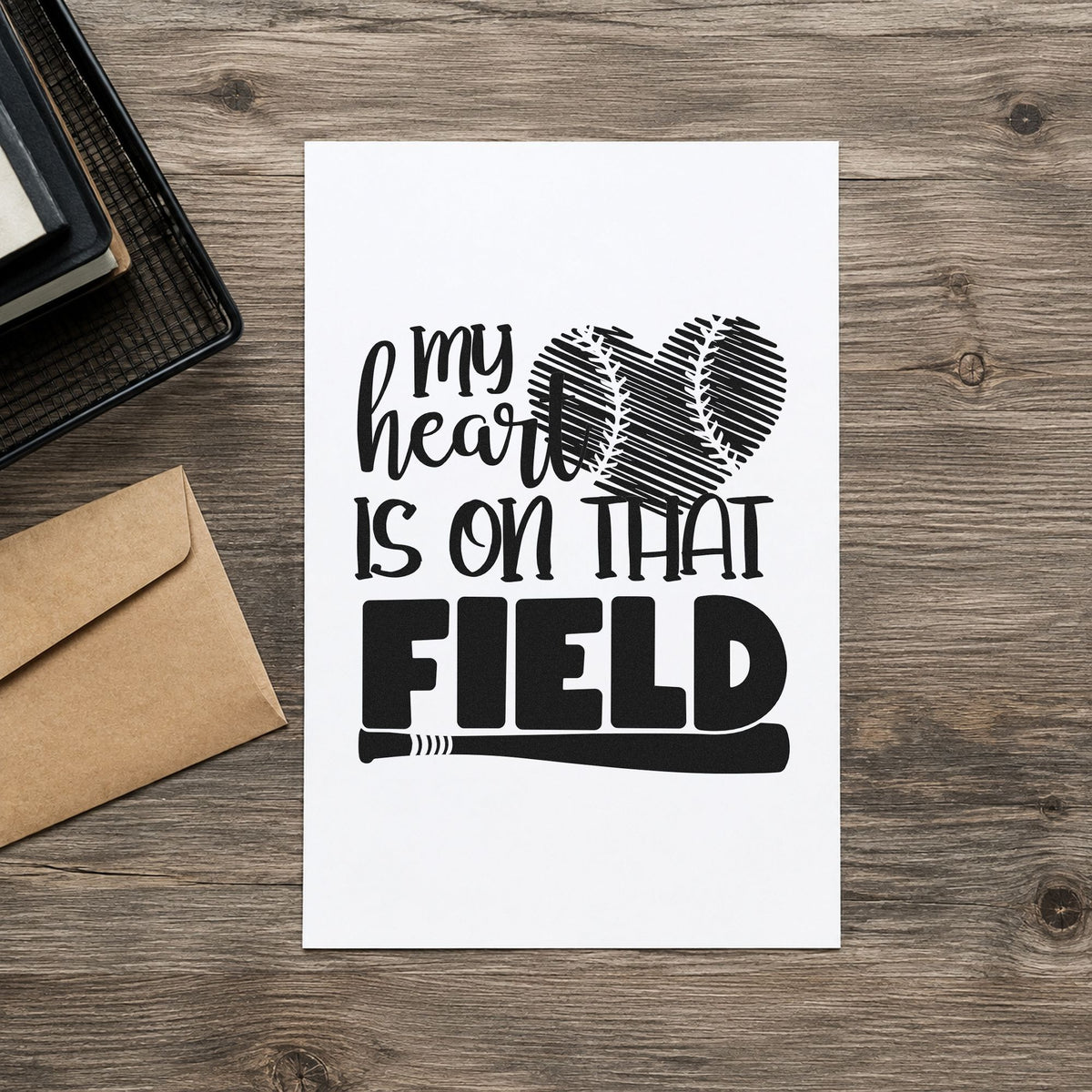 Distressed Baseball Heart Field Pre-Inked Stamp – Slim in use 4