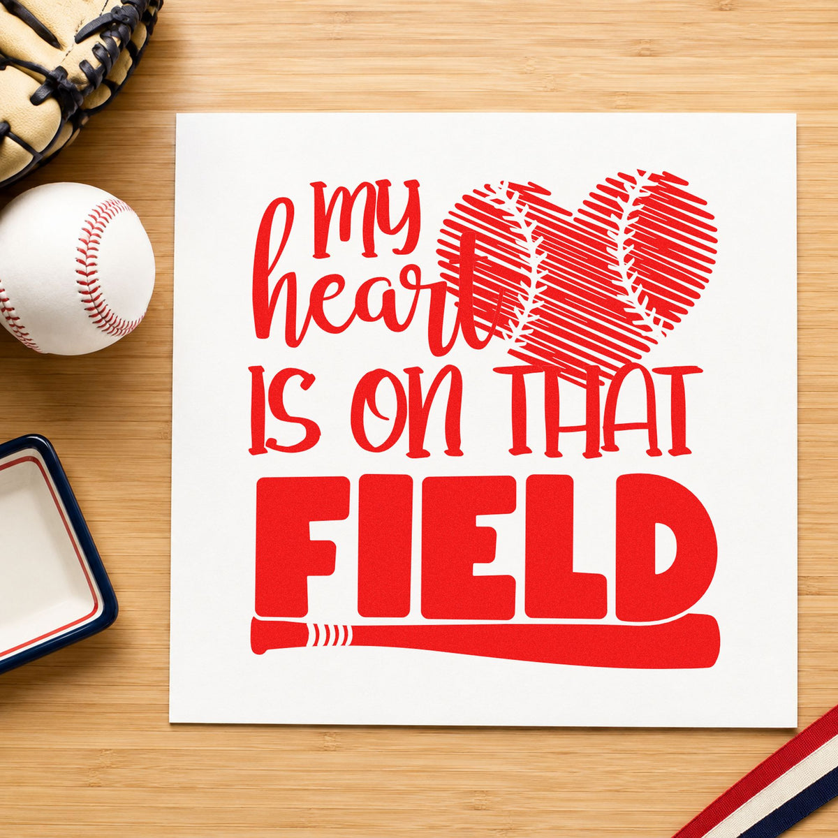 Distressed Baseball Heart Field Hand Stamp – Duo in use 7
