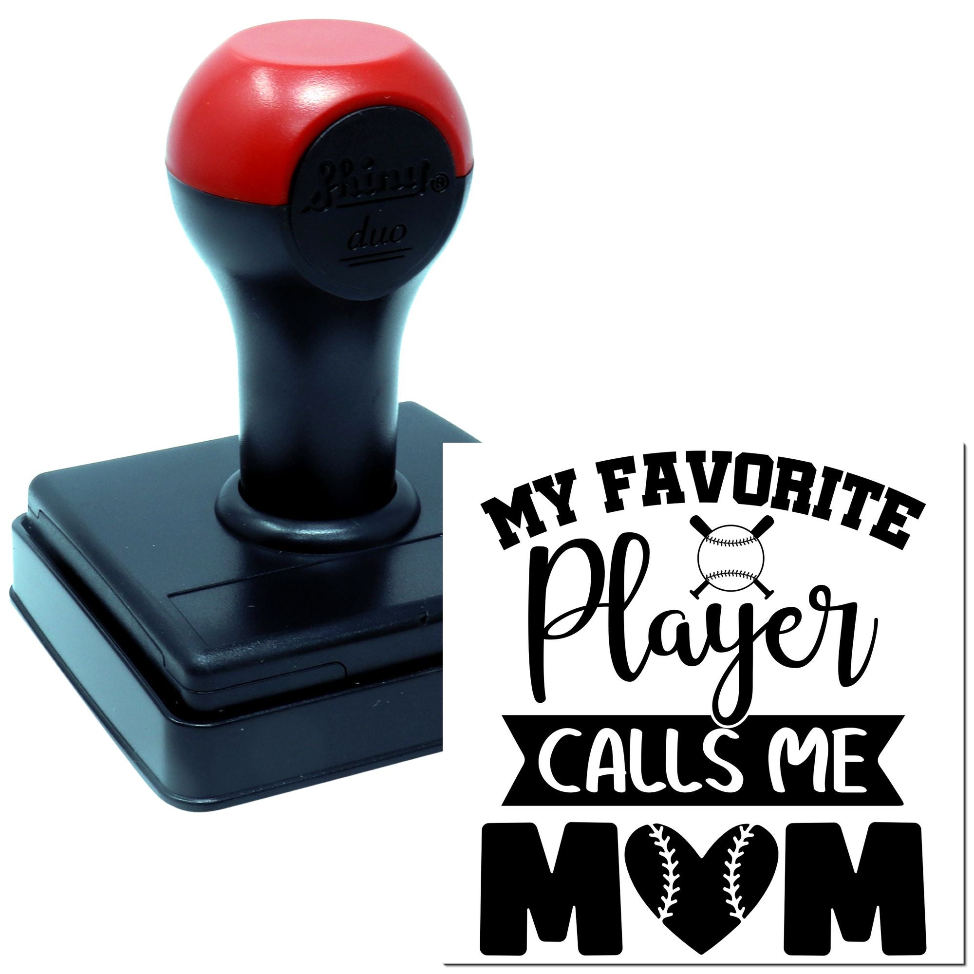 Duo Hand Baseball Mom's Loving Call Party Favor Rubber Stamp