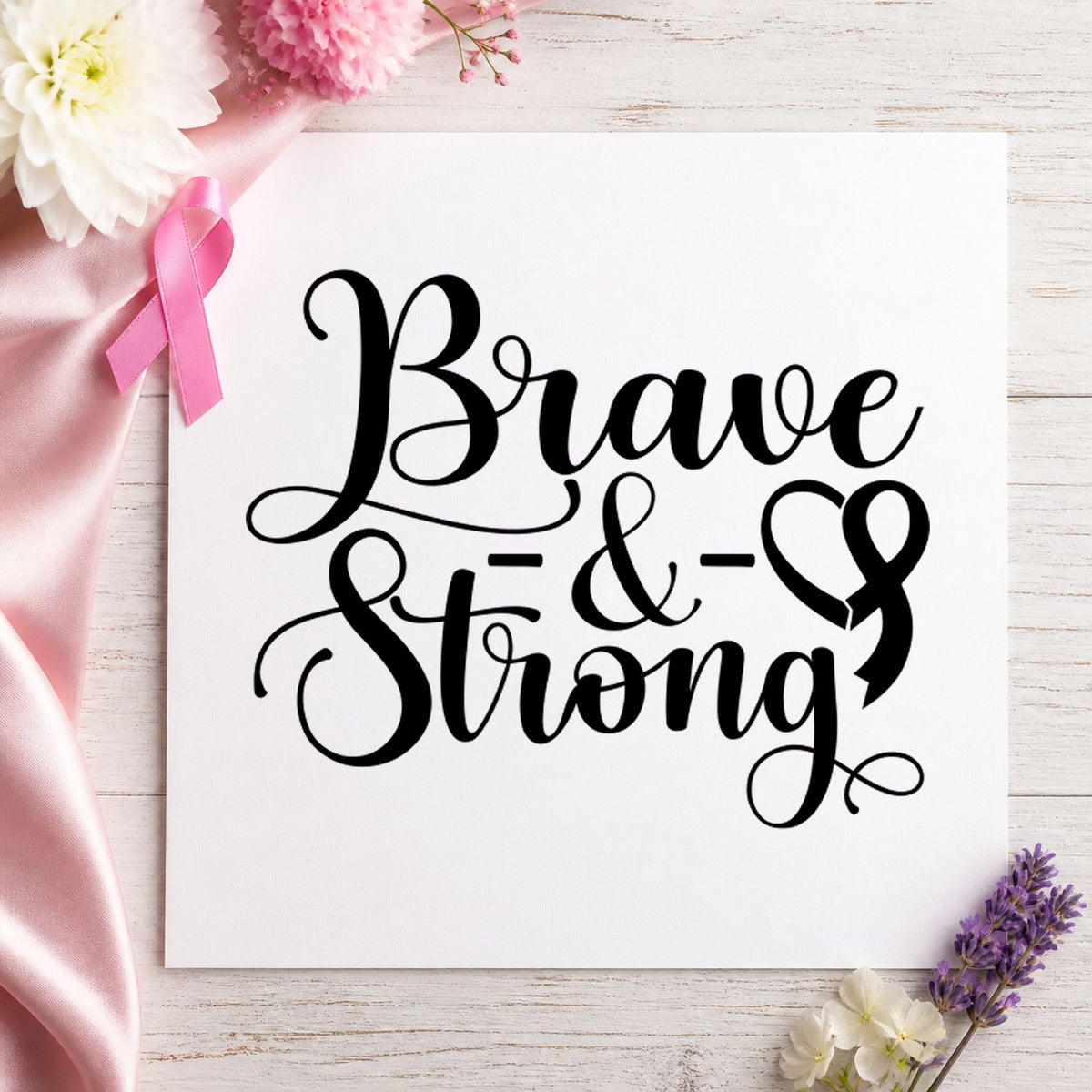 Wood Handle Brave & Strong Awareness Ribbon Rubber Stamp in use 10