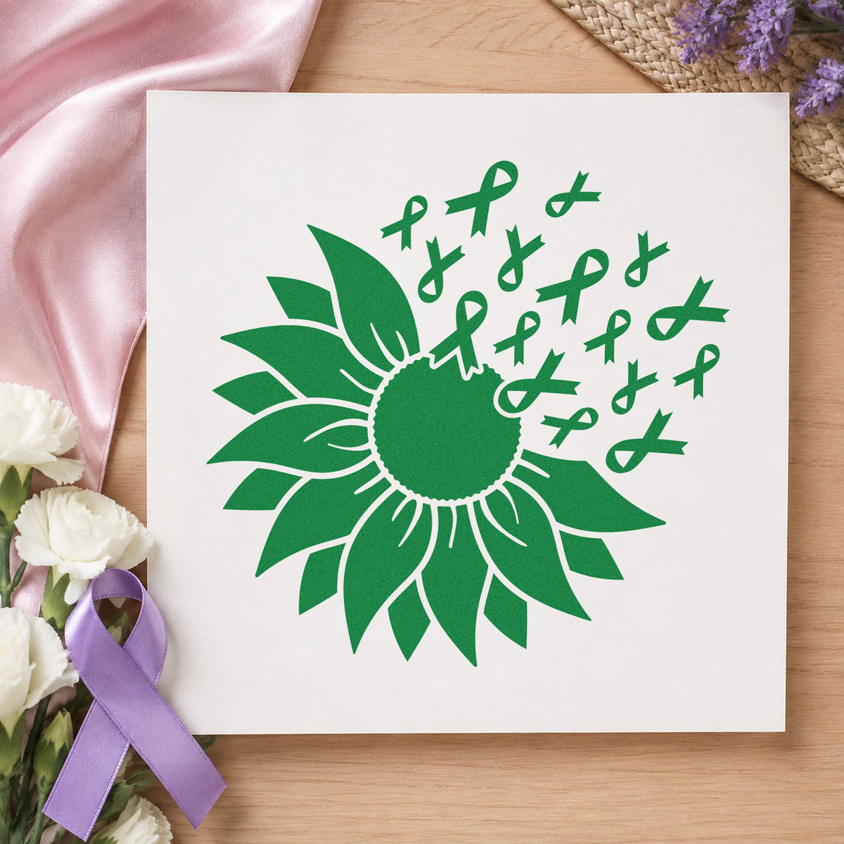 Sunflower Awareness Ribbons Hand Stamp – Duo in use 10