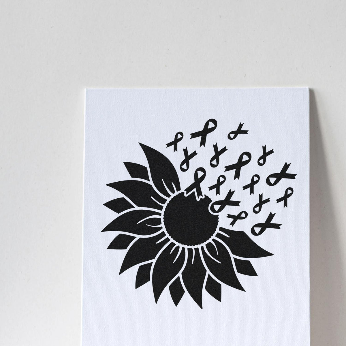Sunflower and awareness ribbons rubber stamp design for support cards, sympathy cards, and handmade stationery.