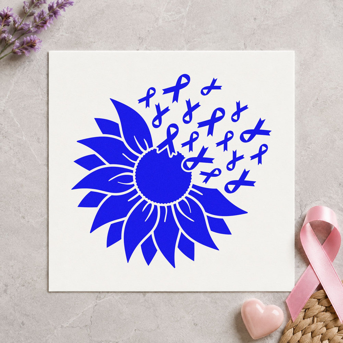 Sunflower Awareness Ribbons Hand Stamp – Duo in use 5