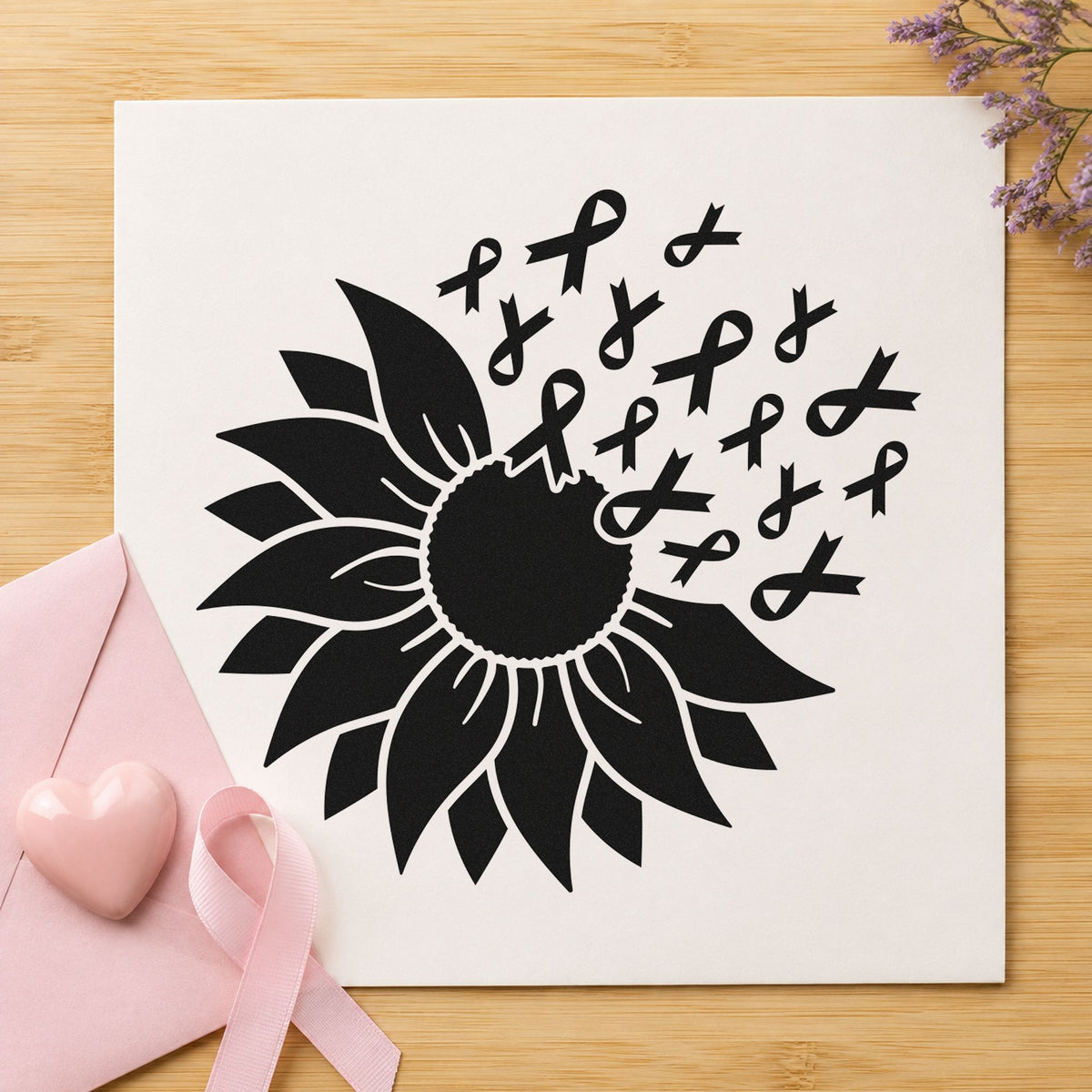 Sunflower Awareness Ribbons Hand Stamp – Duo in use 9