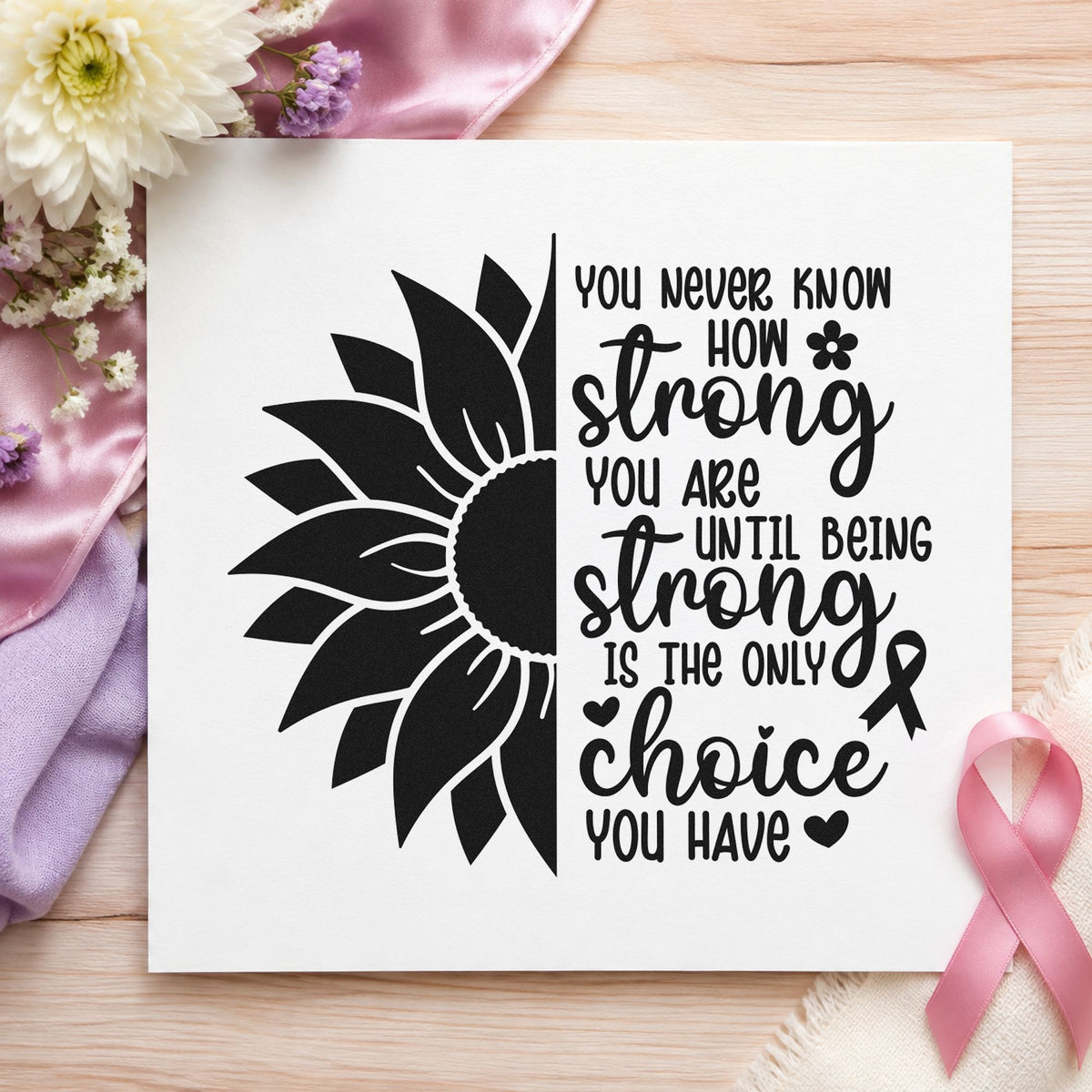 Strong Is The Only Choice Sunflower PSI Pre-Inked Stamp in use 9
