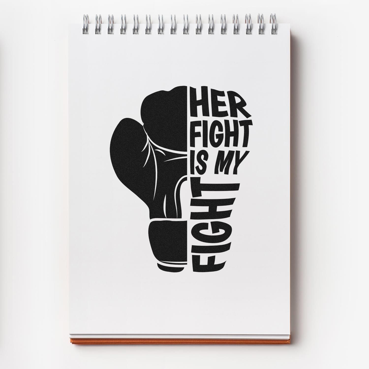 Her Fight Is My Fight rubber stamp design with raised fist for womens empowerment and solidarity.