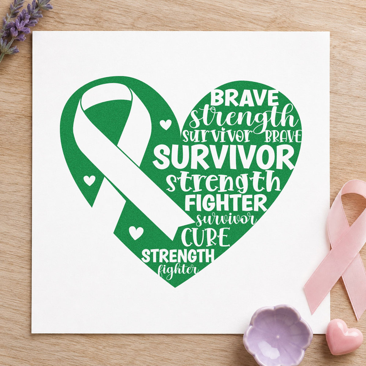 Survivor Ribbon Heart Lettering PSI Pre-Inked Stamp in use 10