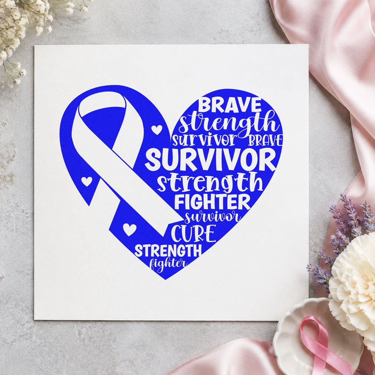 Survivor Ribbon Heart Lettering Pre-Inked Stamp – Slim in use 5