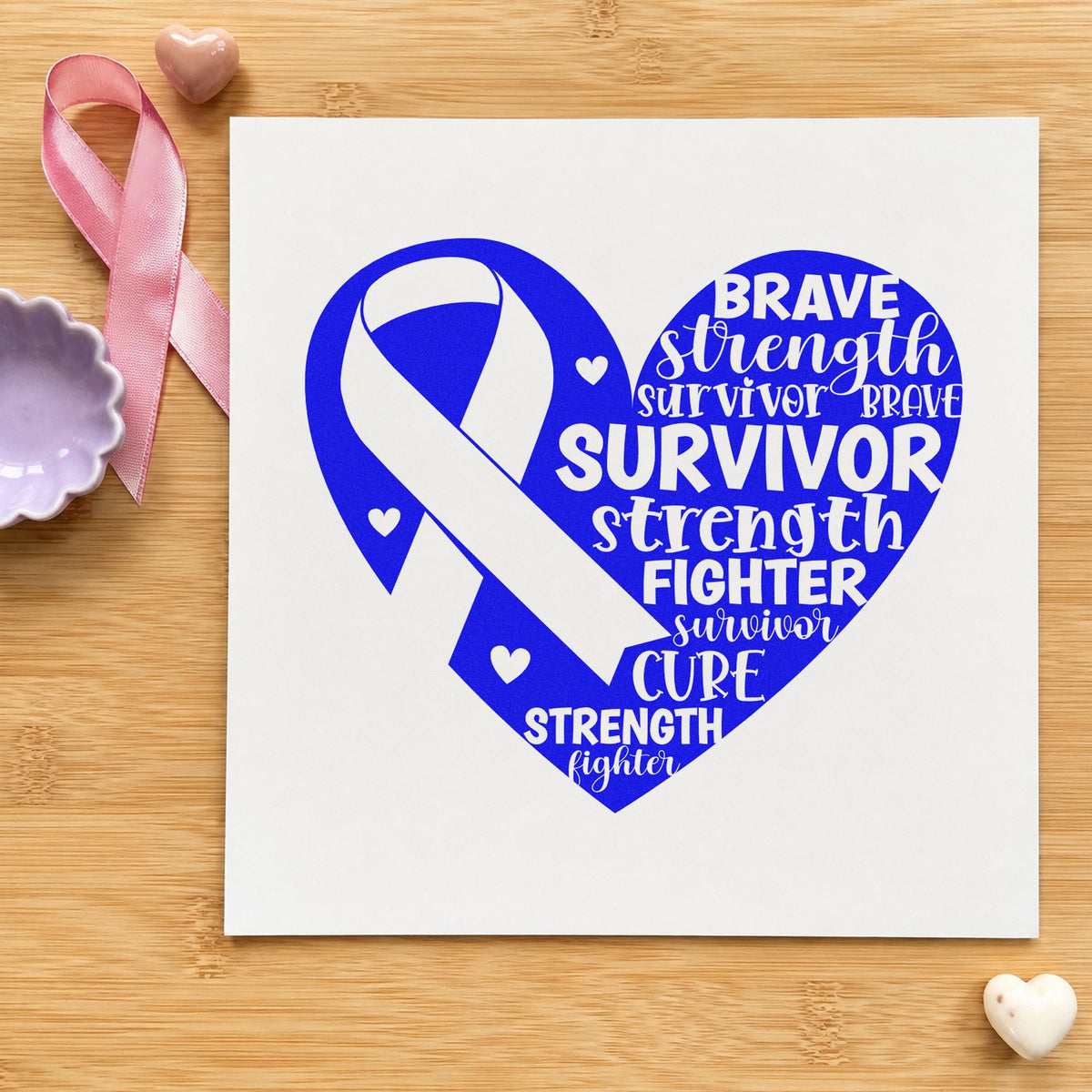 Survivor Ribbon Heart Lettering Pre-Inked Stamp – Slim in use 6