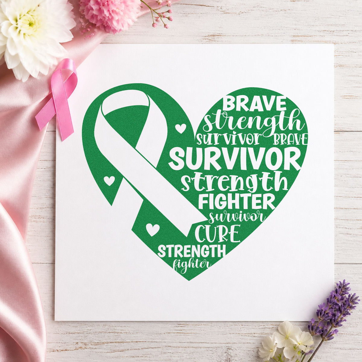 Survivor Ribbon Heart Lettering PSI Pre-Inked Stamp in use 8