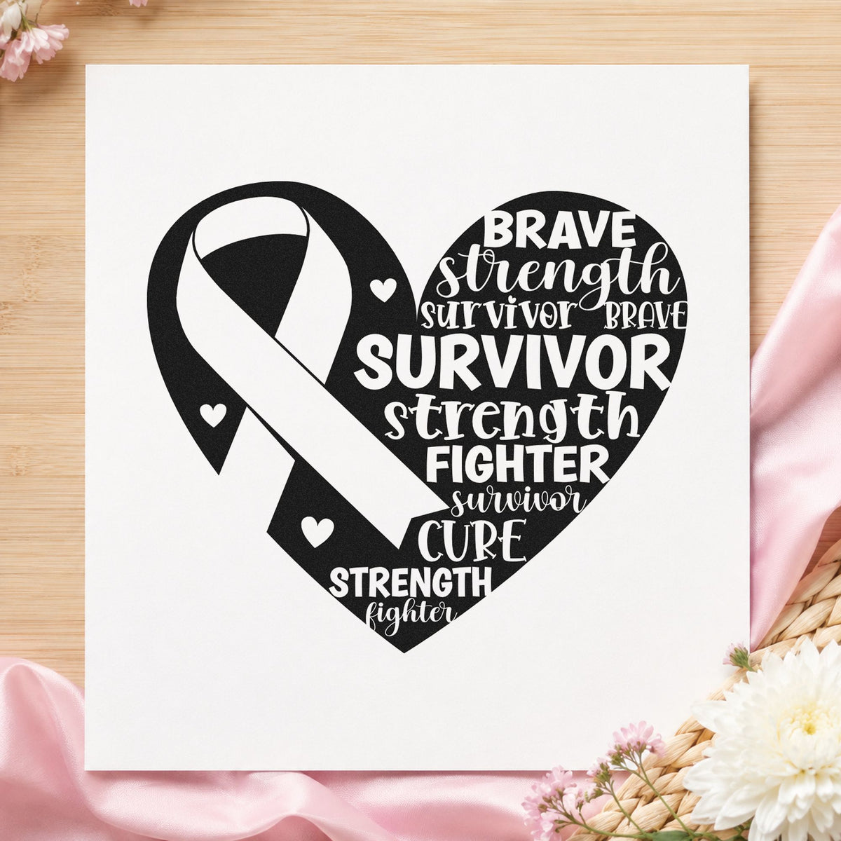 Survivor Ribbon Heart Lettering Self-Inking Stamp in use 9
