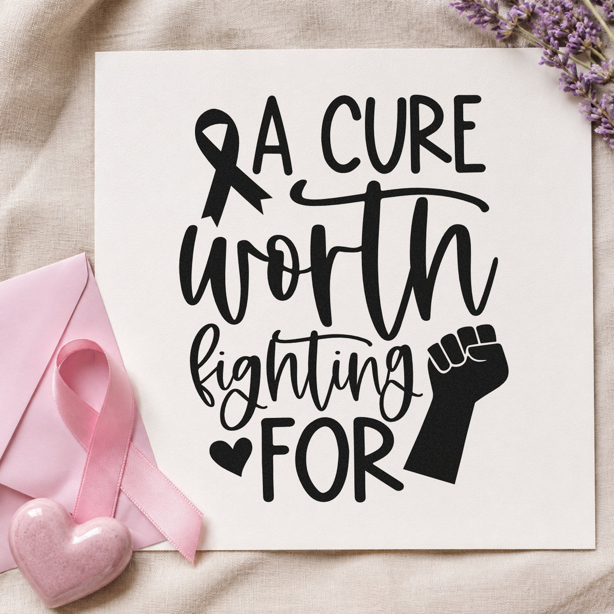 A Cure Worth Fighting For Awareness Ribbon PSI Pre-Inked Stamp in use 3